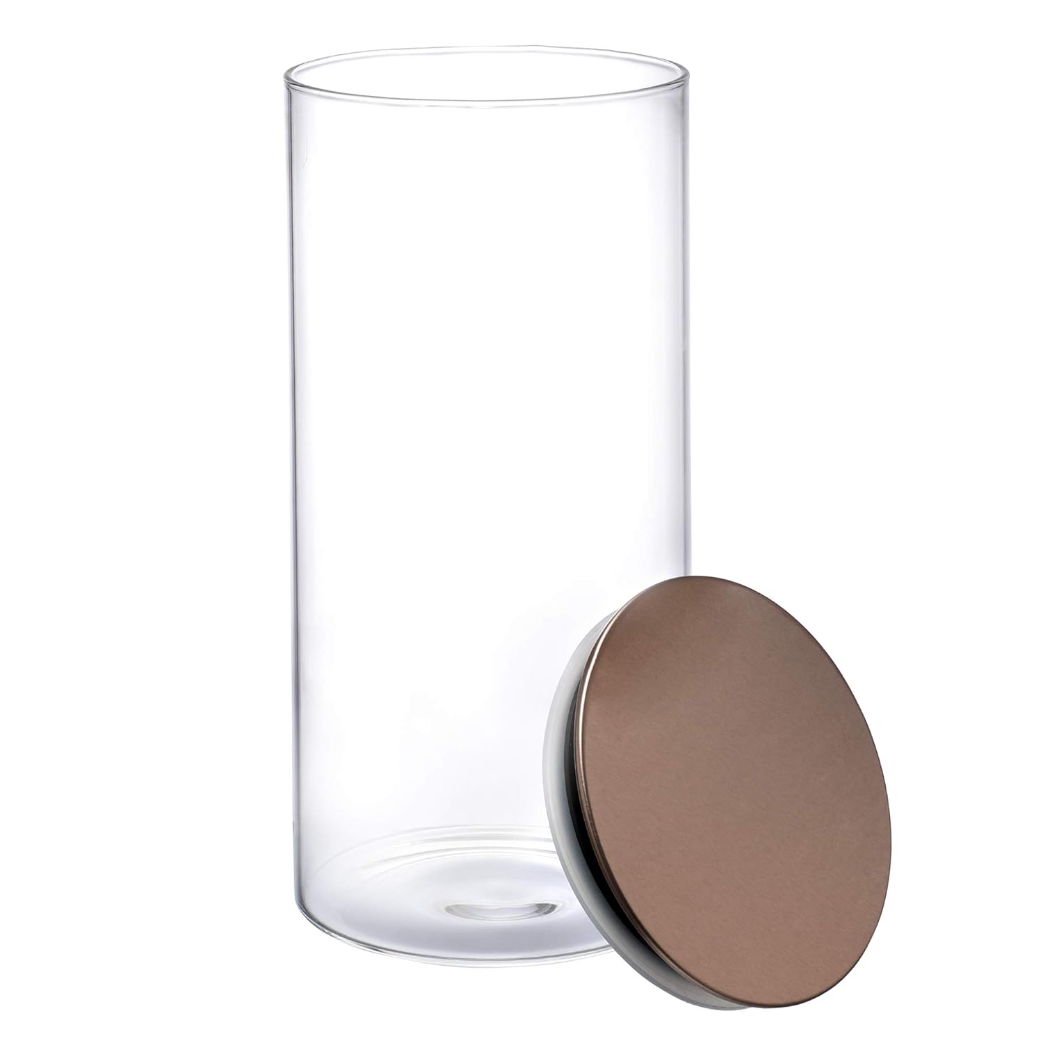 Cutting EDGE Borosilicate Round Glass Jar for Kitchen, Dry Fruits, Snacks, Storage with Metallic Lid with Silicone Sealant Ring Inside