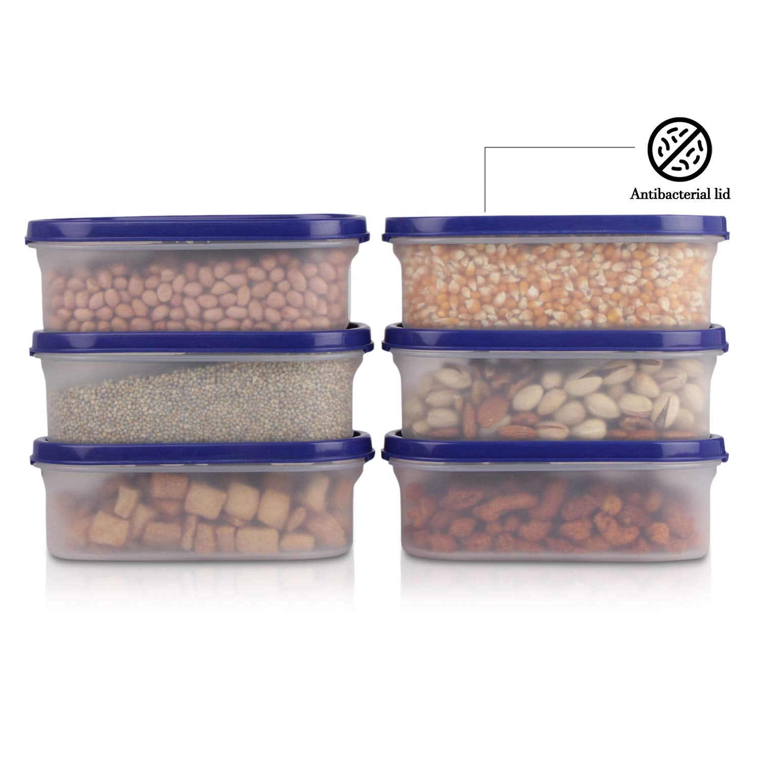 Cutting EDGE Anti Microbial Seal, Anti Bacterial Protection Storage Containers Set Oval, Modular Kitchen, for Flour, Cereals, Snacks, Stackable, BPA Free, Modular