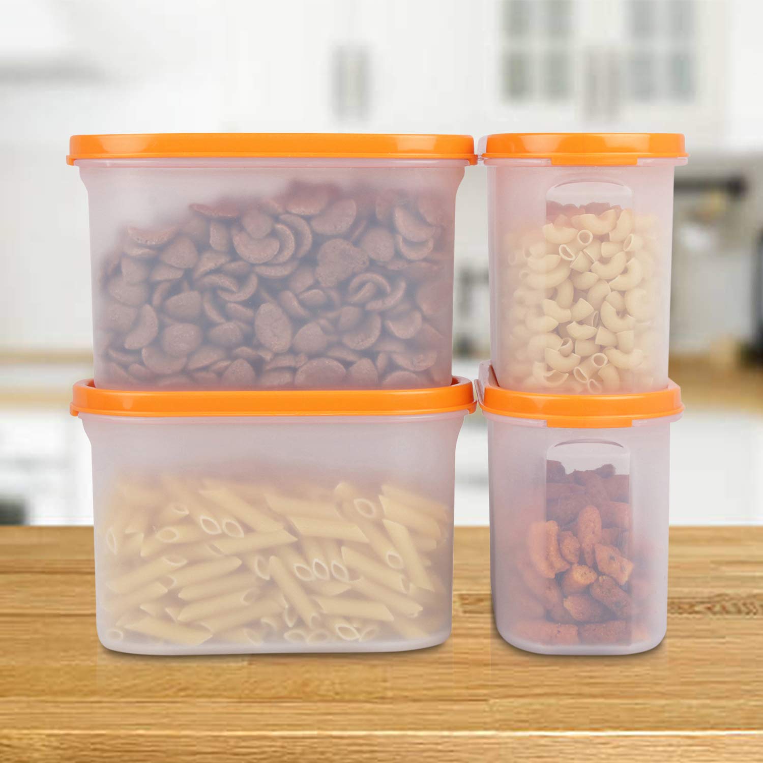 Cutting EDGE Anti Microbial Seal, Anti Bacterial Protection Storage Containers Set Oval, Modular Kitchen, for Flour, Cereals, Snacks, Stackable, BPA Free, Modular