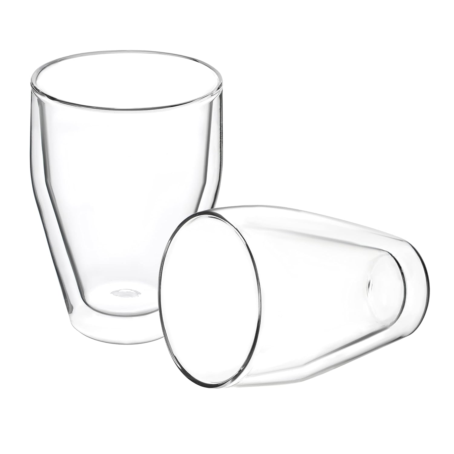 Cutting EDGE Iris Double Wall Heat Resistant Borosilicate Clear Tea Coffee Cup with Handle Glass Coffee Mug