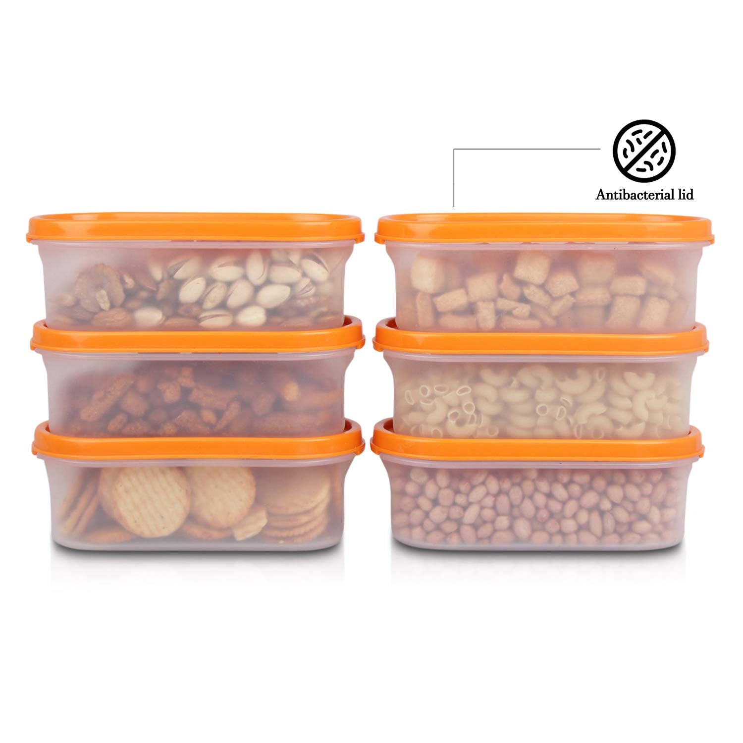 Cutting EDGE Anti Microbial Seal, Anti Bacterial Protection Storage Containers Set Oval, Modular Kitchen, for Flour, Cereals, Snacks, Stackable, BPA Free, Modular