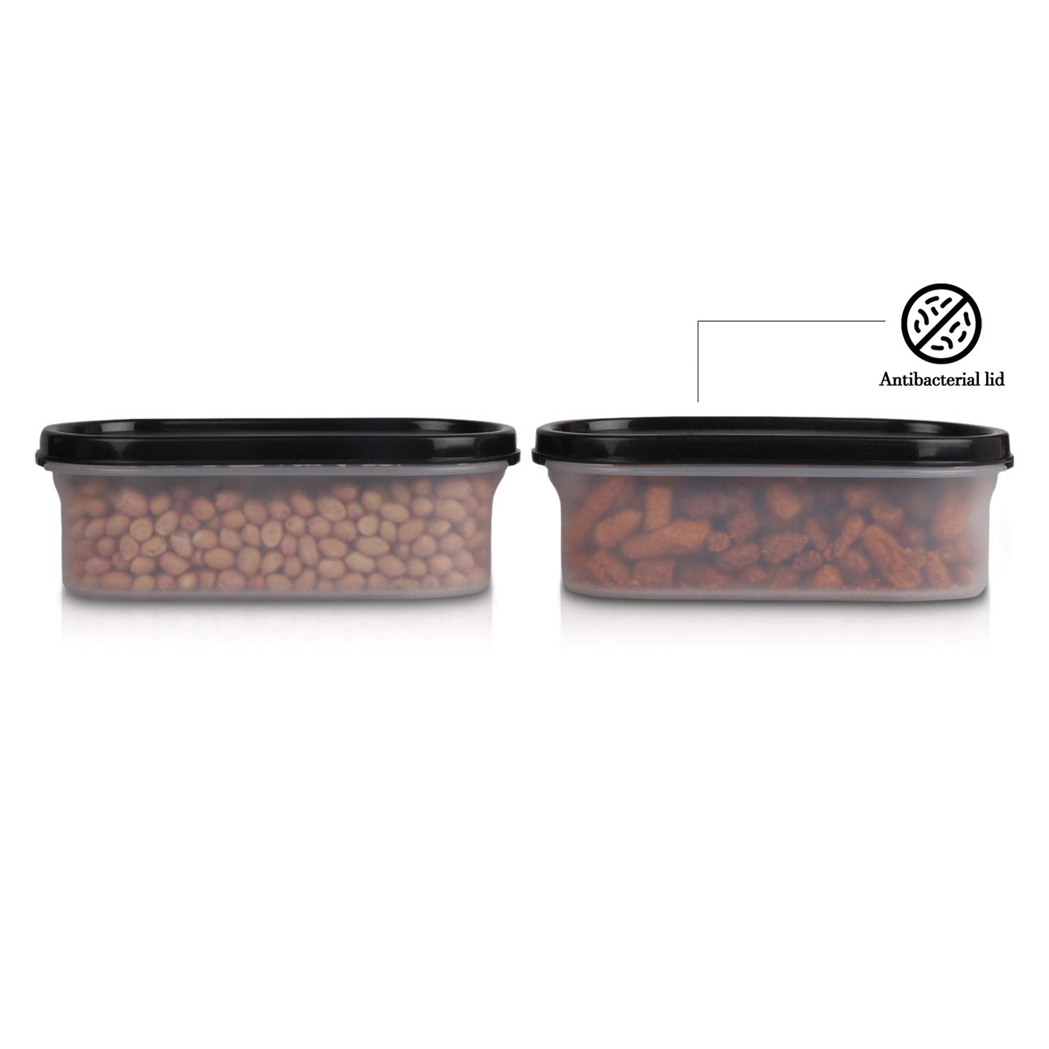 Cutting EDGE Anti Microbial Seal, Anti Bacterial Protection Storage Containers Set Oval, Modular Kitchen, for Flour, Cereals, Snacks, Stackable, BPA Free, Modular