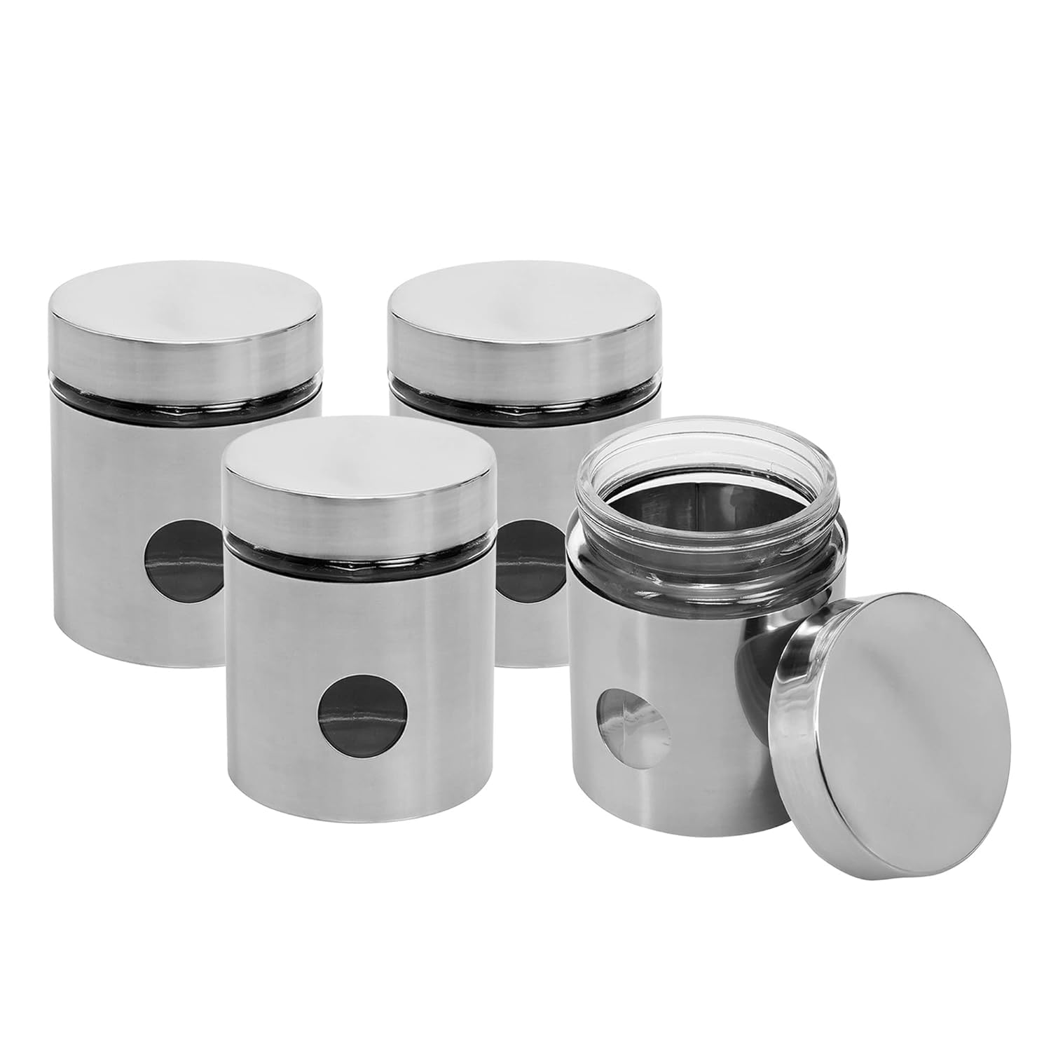 Cutting EDGE Drip Window - Steel Jacketed Glass Jars for Dal, Dry, Spices, Fruits, Kitchen Storage Container