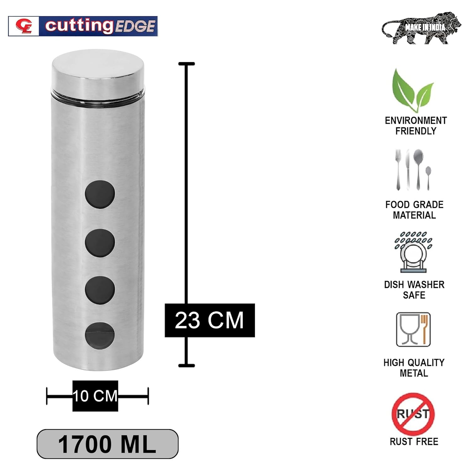 Cutting EDGE Drip Window - Steel Jacketed Glass Jars for Dal, Dry, Spices, Fruits, Kitchen Storage Container