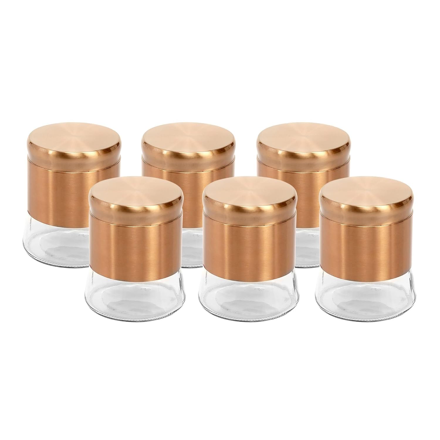 Cutting EDGE Rose Gold Finish - Bell Bottom Glass Jars for Sugar, Cereal,  Spices, Pulses and other Kitchen Storage