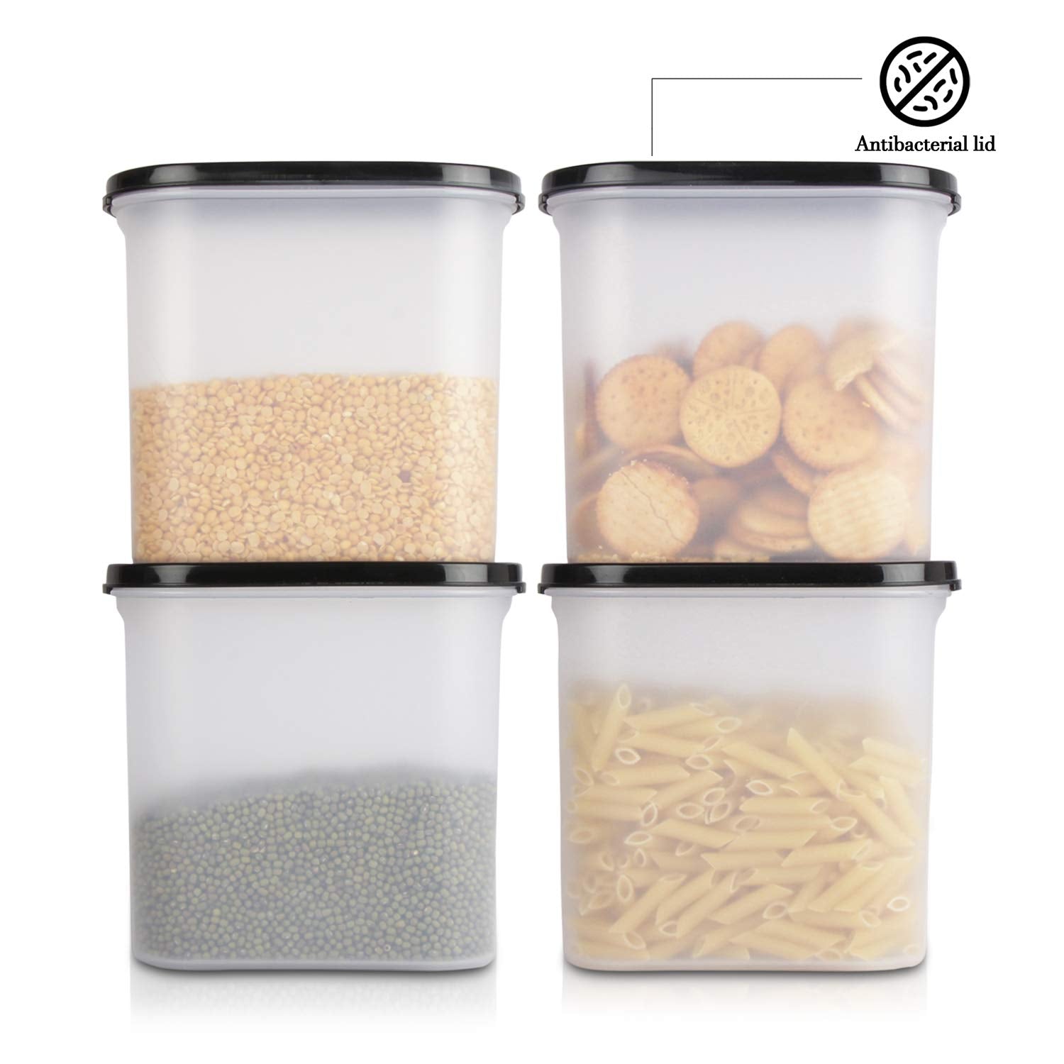Cutting EDGE Anti Microbial Seal, Anti Bacterial Protection Storage Containers Set Oval, Modular Kitchen, for Flour, Cereals, Snacks, Stackable, BPA Free, Modular