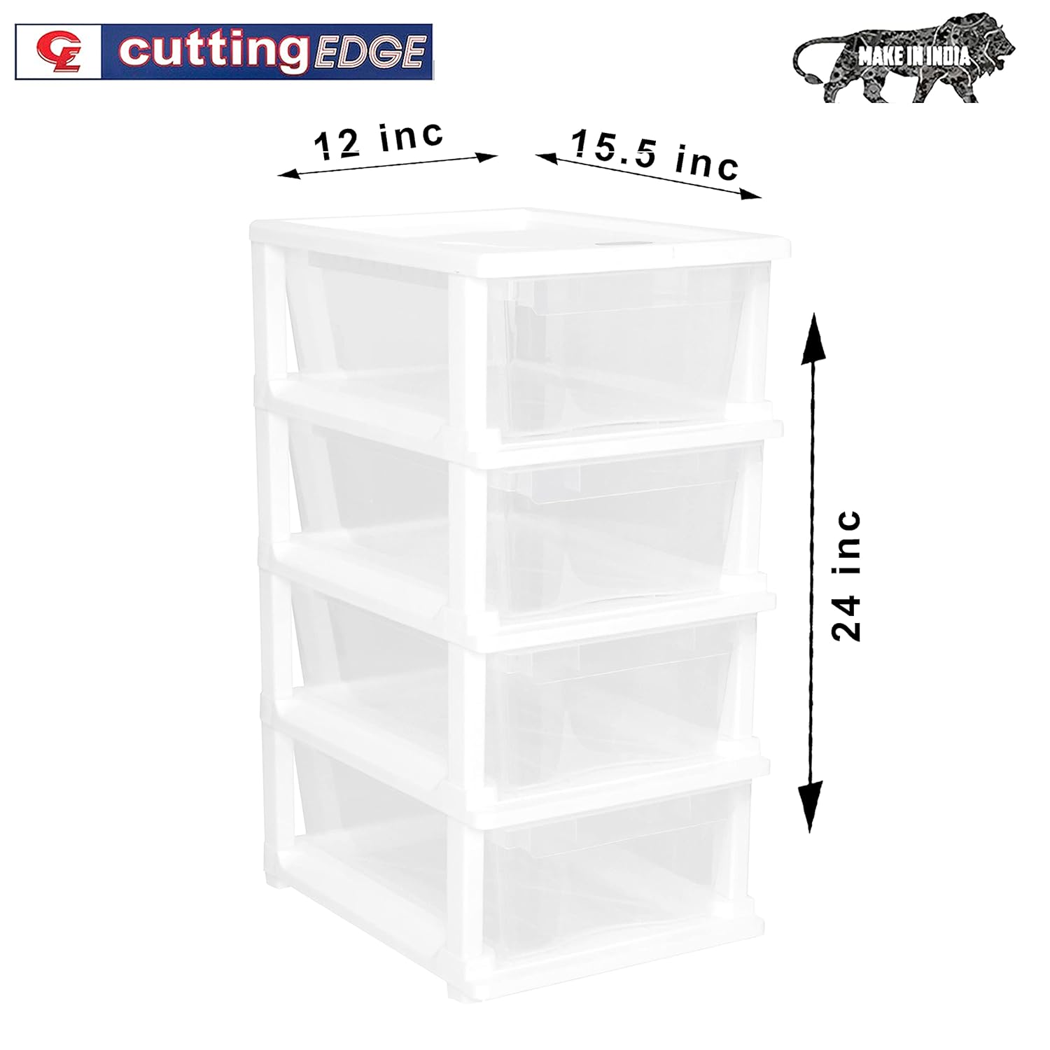 Cutting EDGE Plastic Small Modular Drawer Set For Home,Office,Hospital,Parlor,School,Doctors,Home & Kids,Product Dimension When Assembeled (Transparent,Rectangular)