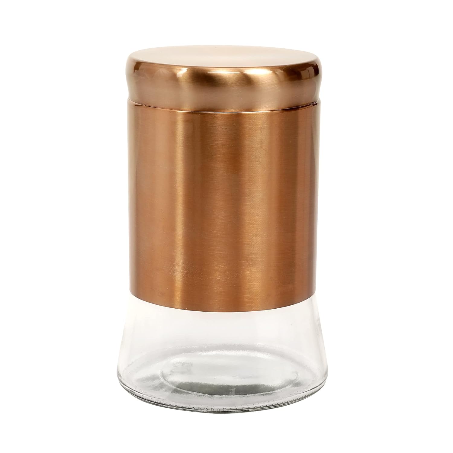 Cutting EDGE Rose Gold Finish Clear Glass Tapered Glass Jars for Sugar,Cereal, Spices, Pulses and other Kitchen Storage