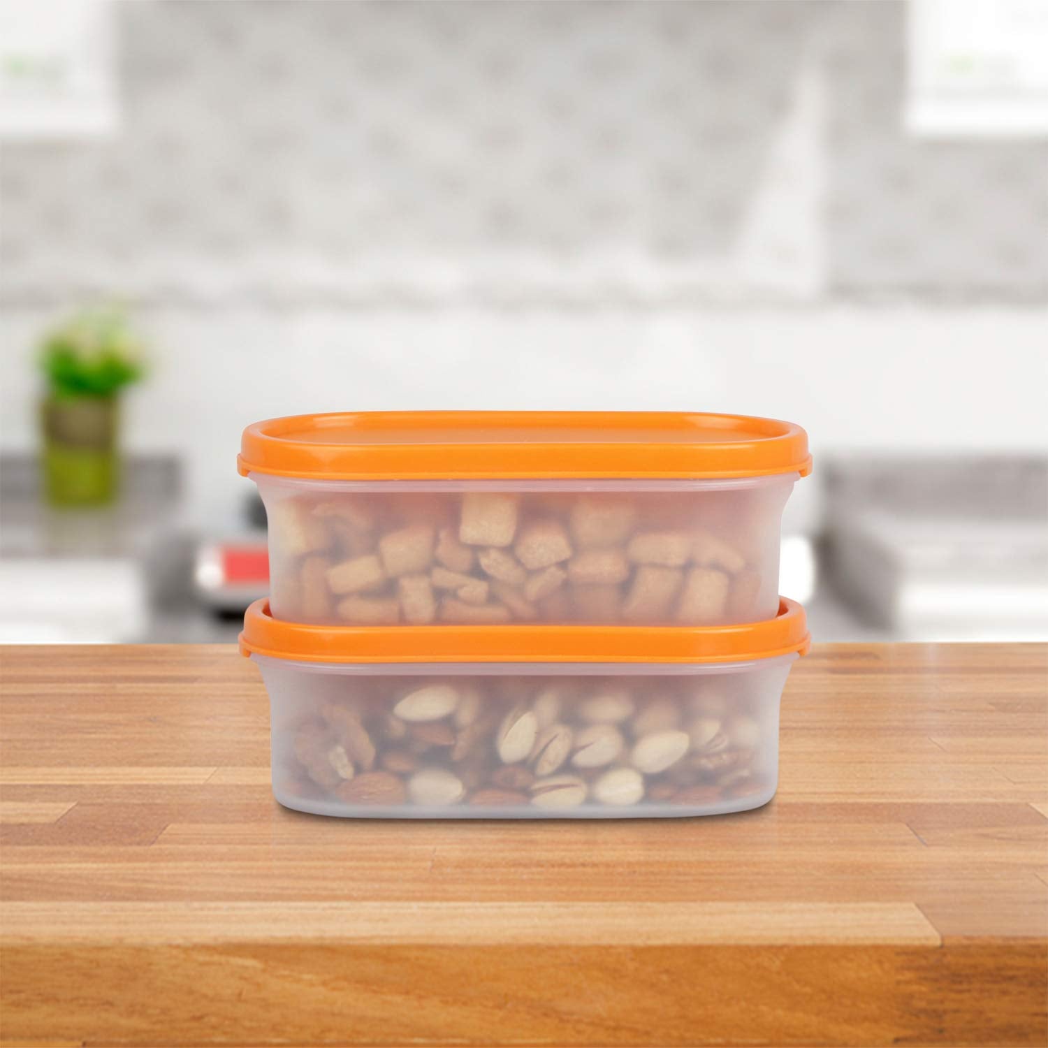 Cutting EDGE Anti Microbial Seal, Anti Bacterial Protection Storage Containers Set Oval, Modular Kitchen, for Flour, Cereals, Snacks, Stackable, BPA Free, Modular
