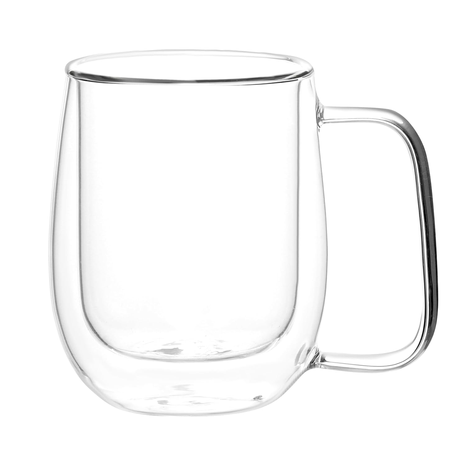 Cutting EDGE Iris Double Wall Heat Resistant Borosilicate Clear Tea Coffee Cup with Handle Glass Coffee Mug