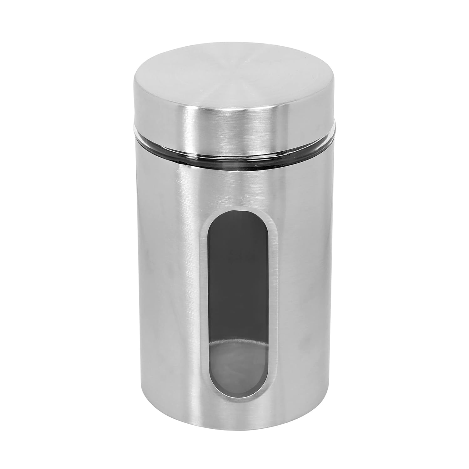 Cutting EDGE Oval Glass Window - Steel Jacketed Glass Jars for Dal, Dry Fruits, Spices and other Kitchen Storage