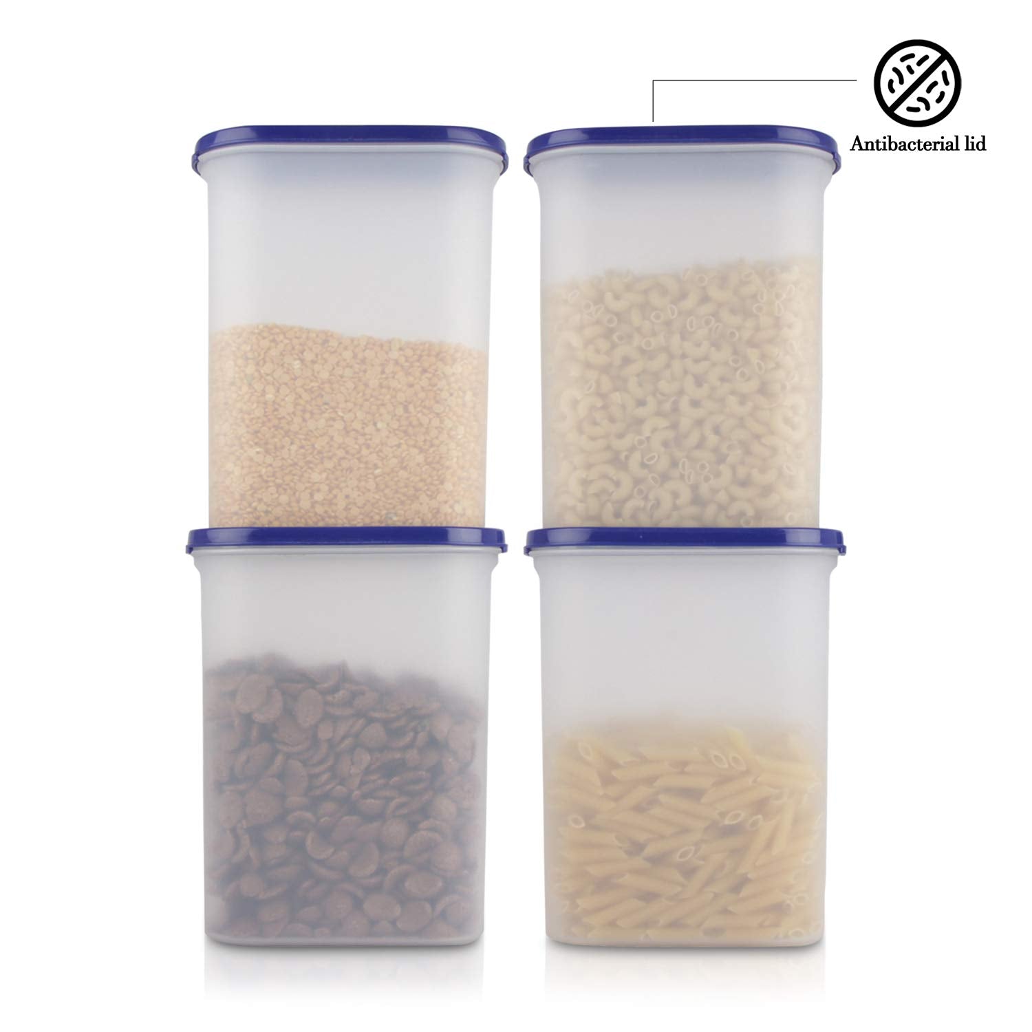 Cutting EDGE Anti Microbial Seal, Anti Bacterial Protection Storage Containers Set Oval, Modular Kitchen, for Flour, Cereals, Snacks, Stackable, BPA Free, Modular