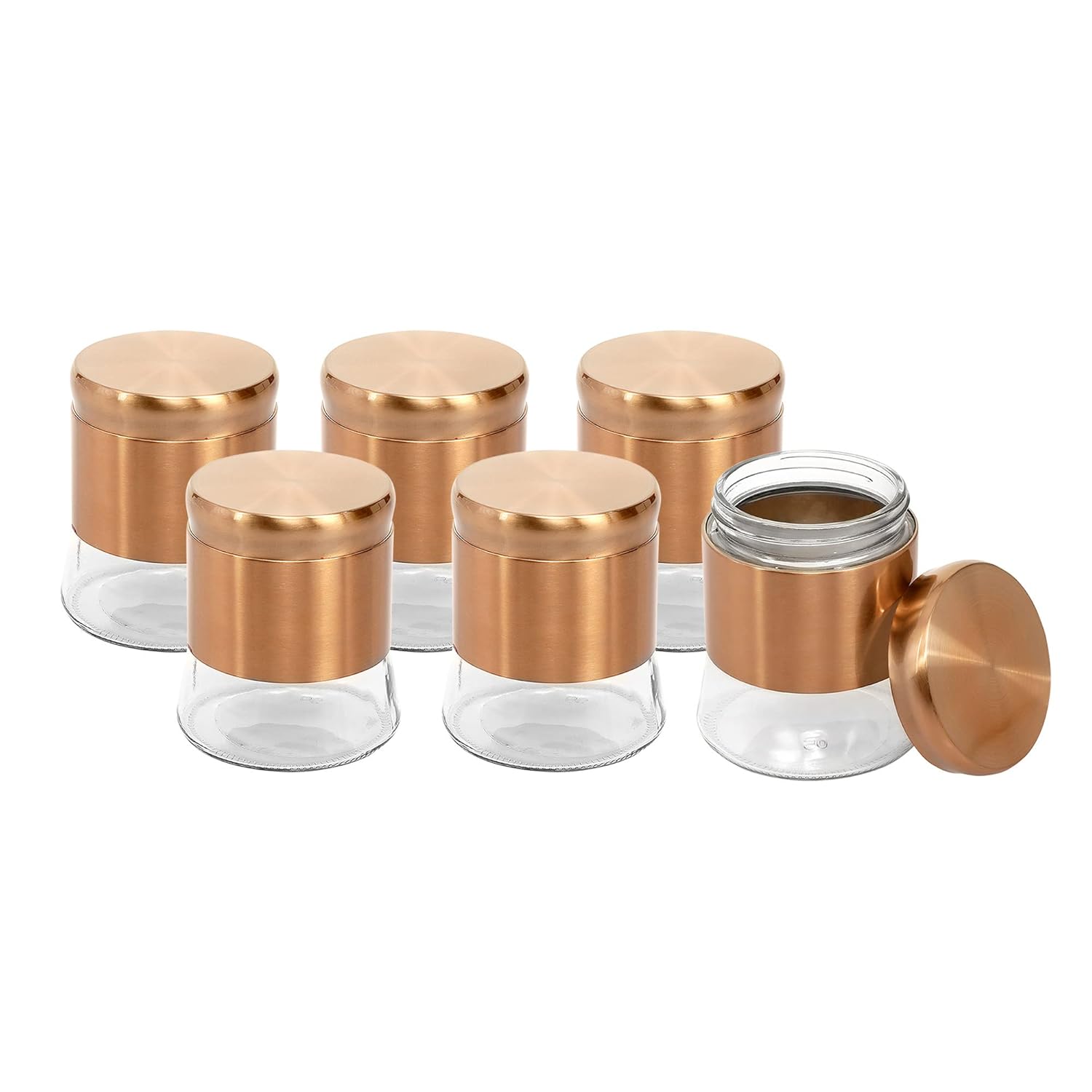 Cutting EDGE Rose Gold Finish - Bell Bottom Glass Jars for Sugar, Cereal,  Spices, Pulses and other Kitchen Storage
