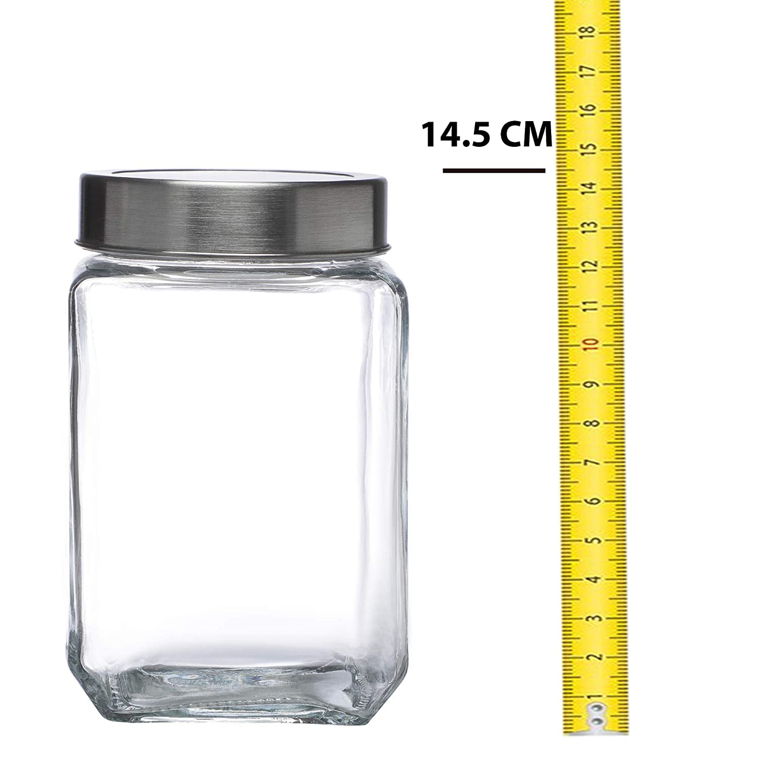 Cutting EDGE Glass Jar Transparent Barni for Kitchen, Aachar Pickle, Dal, Dry Fruits, Masala, Spices, Grocery, Grains Storage Container with Silver See-Through Cap