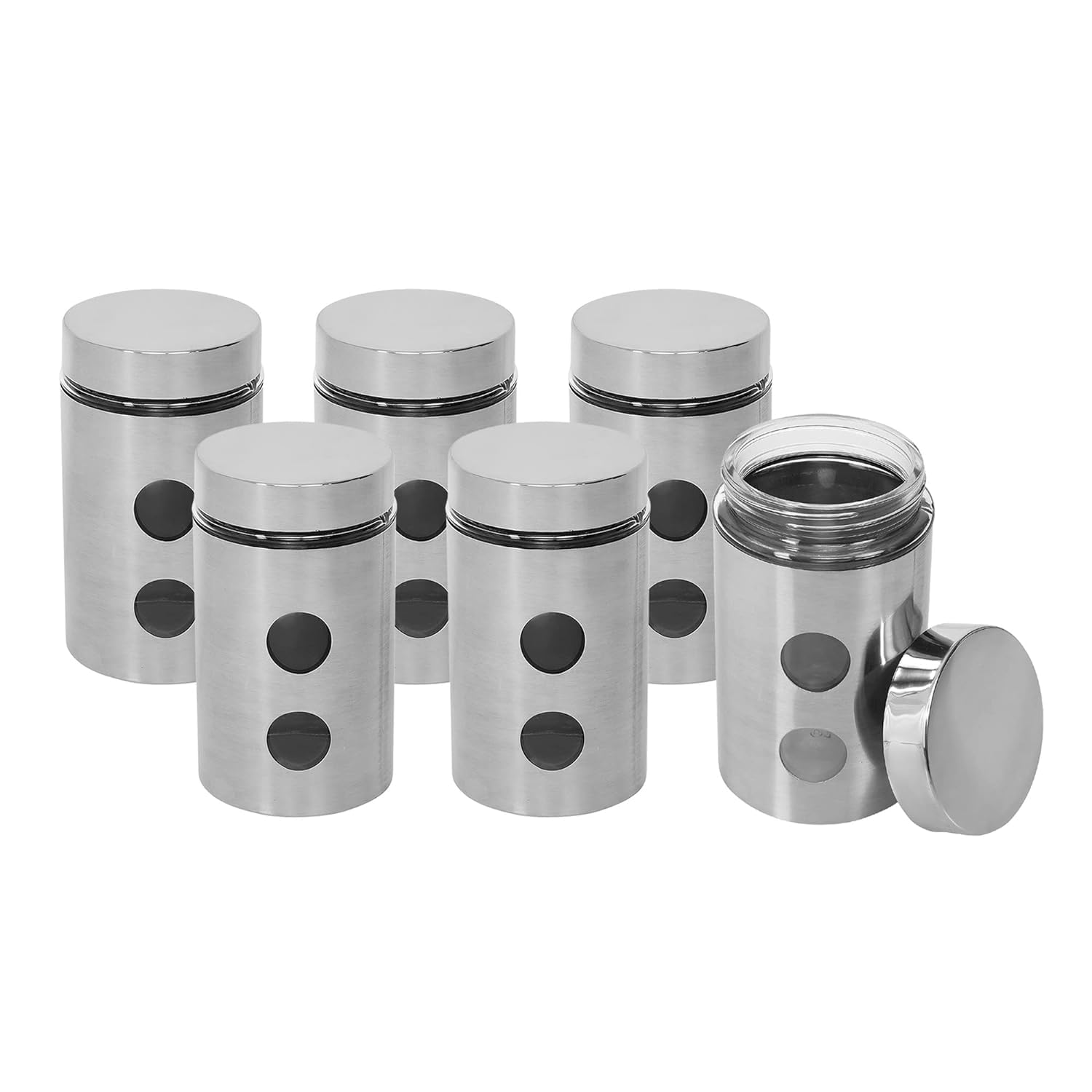 Cutting EDGE Drip Window - Steel Jacketed Glass Jars for Dal, Dry, Spices, Fruits, Kitchen Storage Container