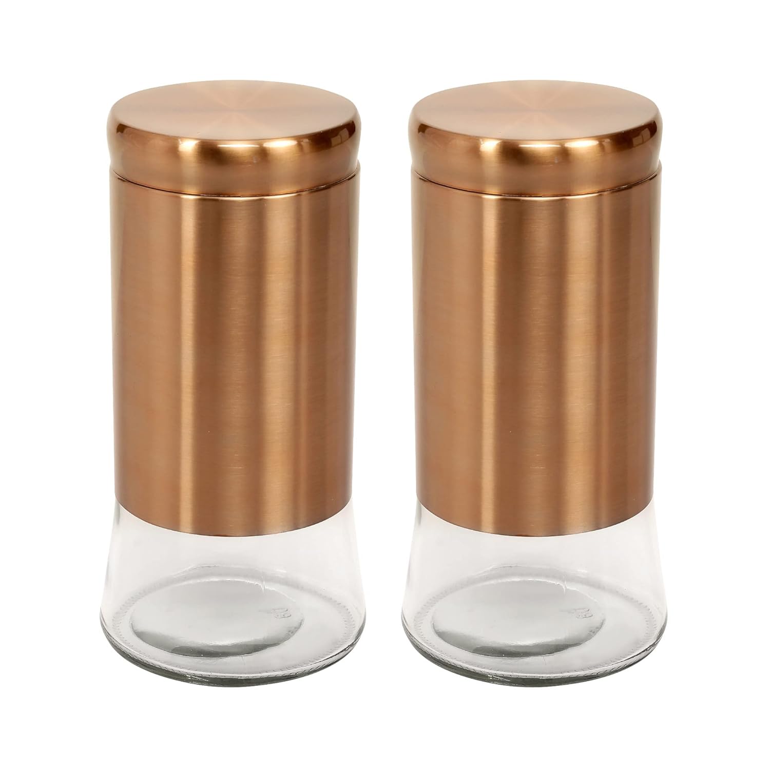 Cutting EDGE Rose Gold Finish Clear Glass Tapered Glass Jars for Sugar,Cereal, Spices, Pulses and other Kitchen Storage