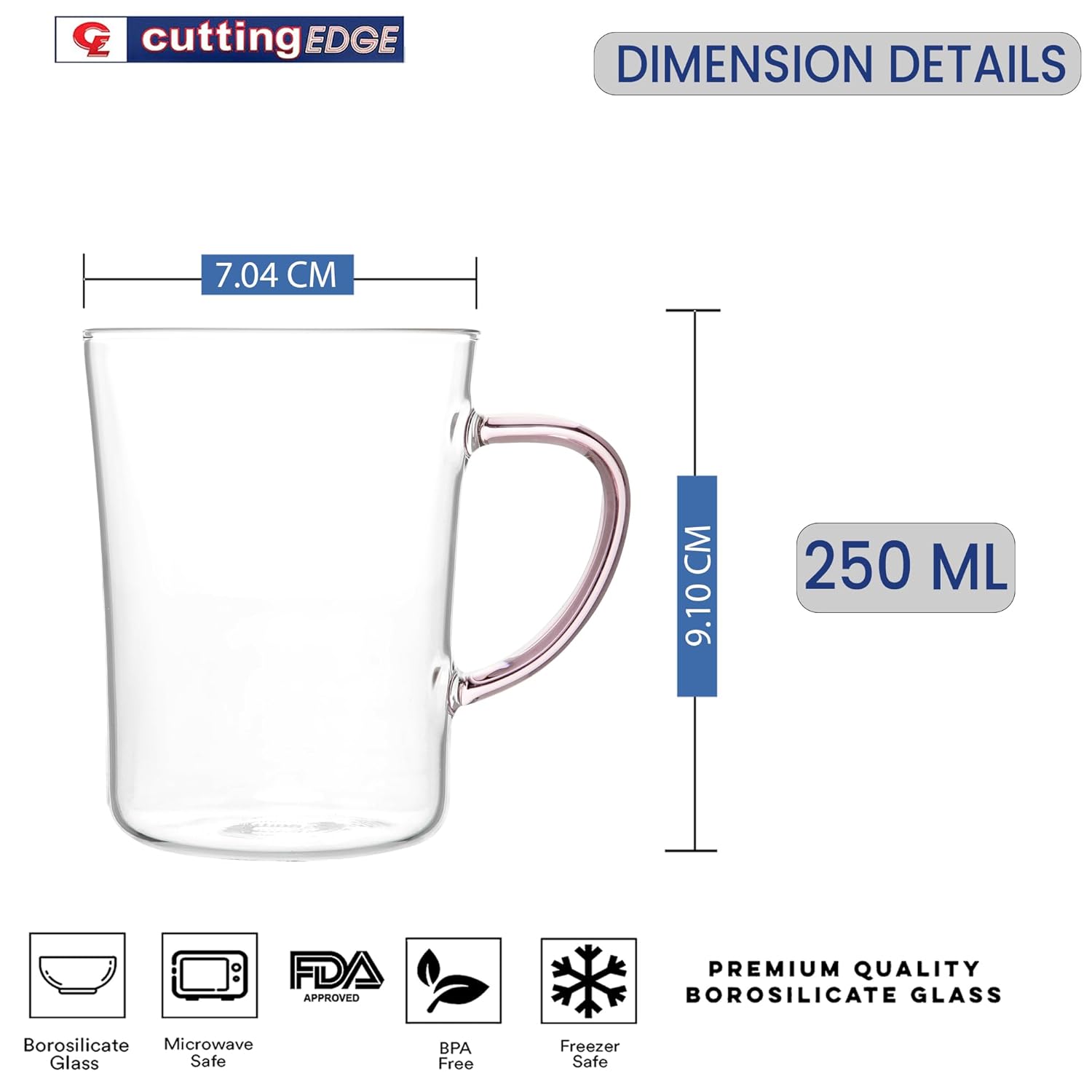 Crystal Clear, Microwave Safe for Regular Use, Serving Hot Latte Coffee, Cappuccino, Milk, Green & Black Tea
