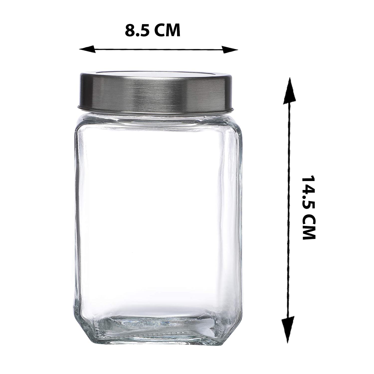 Cutting EDGE Glass Jar Transparent Barni for Kitchen, Aachar Pickle, Dal, Dry Fruits, Masala, Spices, Grocery, Grains Storage Container with Silver See-Through Cap