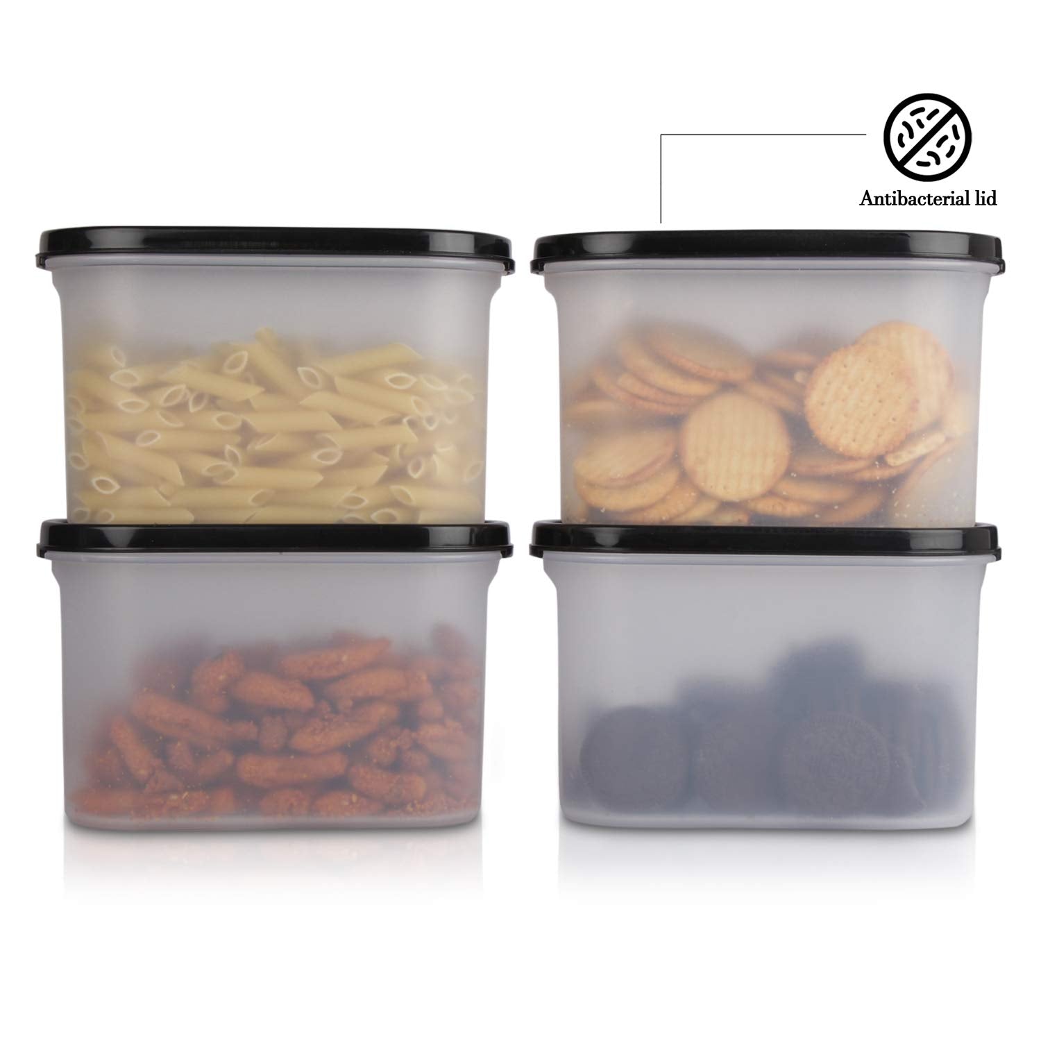 Cutting EDGE Anti Microbial Seal, Anti Bacterial Protection Storage Containers Set Oval, Modular Kitchen, for Flour, Cereals, Snacks, Stackable, BPA Free, Modular