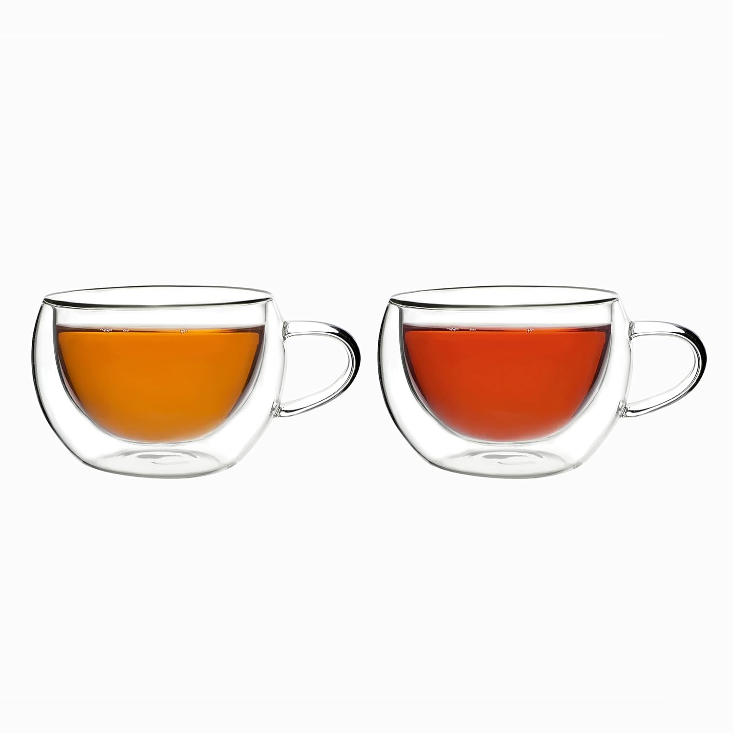 Cutting EDGE Iris Double Wall Heat Resistant Borosilicate Clear Tea Coffee Cup with Handle Glass Coffee Mug