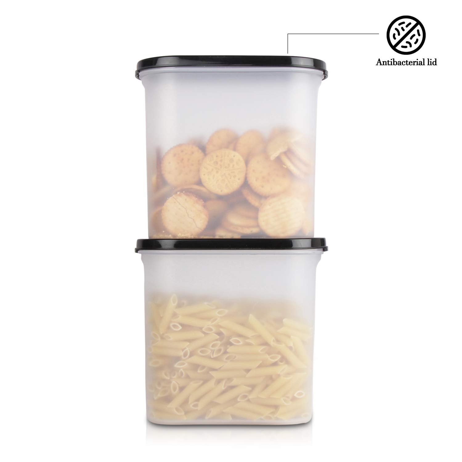 Cutting EDGE Anti Microbial Seal, Anti Bacterial Protection Storage Containers Set Oval, Modular Kitchen, for Flour, Cereals, Snacks, Stackable, BPA Free, Modular