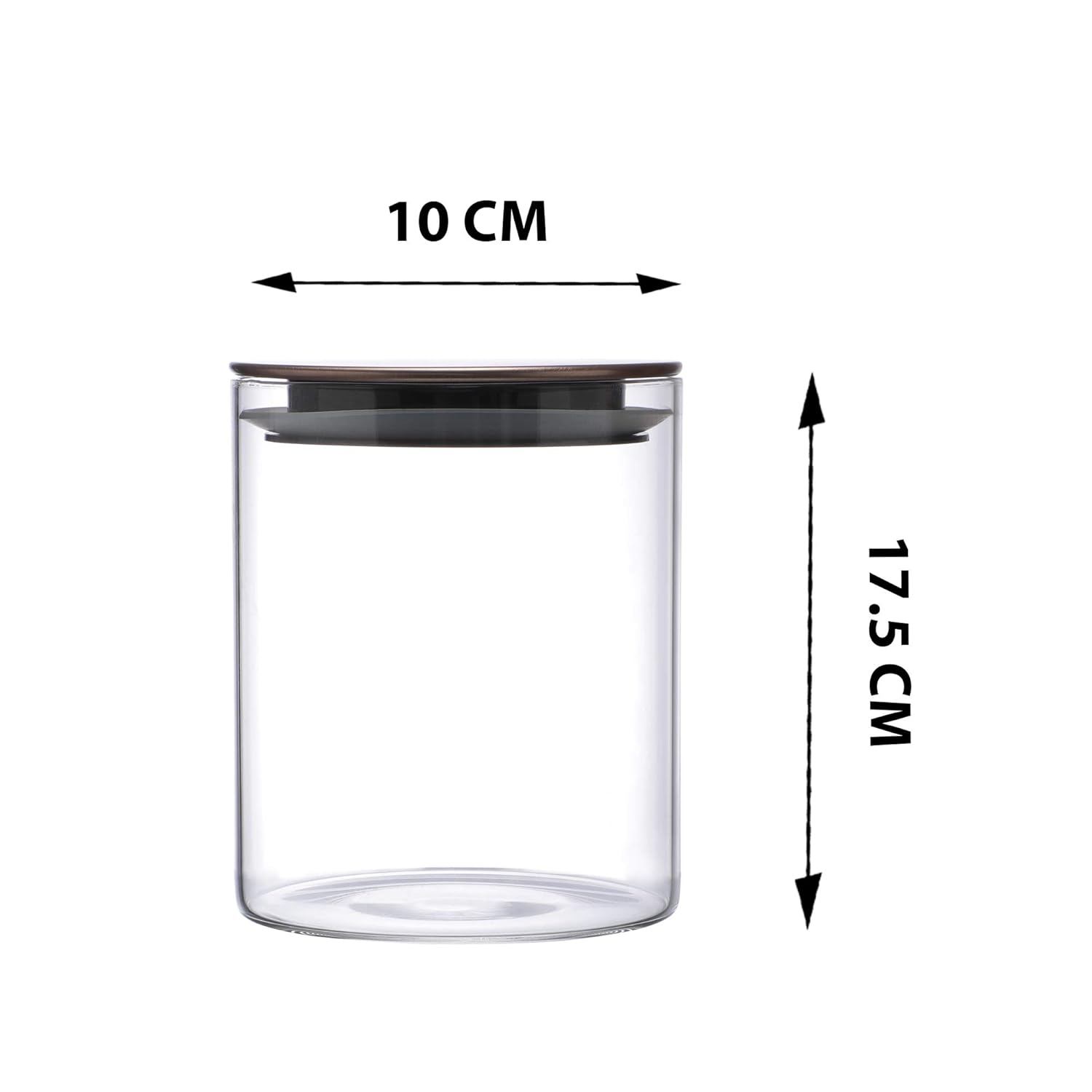 Cutting EDGE Borosilicate Round Glass Jar for Kitchen, Dry Fruits, Snacks, Storage with Metallic Lid with Silicone Sealant Ring Inside