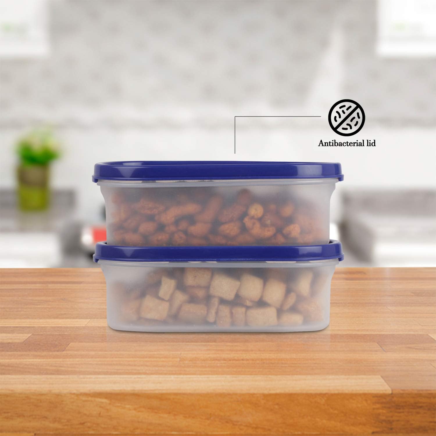 Cutting EDGE Anti Microbial Seal, Anti Bacterial Protection Storage Containers Set Oval, Modular Kitchen, for Flour, Cereals, Snacks, Stackable, BPA Free, Modular