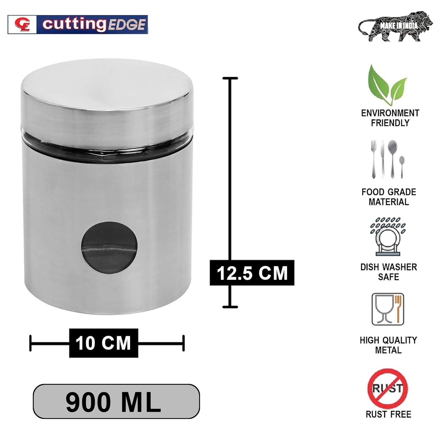Cutting EDGE Drip Window - Steel Jacketed Glass Jars for Dal, Dry, Spices, Fruits, Kitchen Storage Container