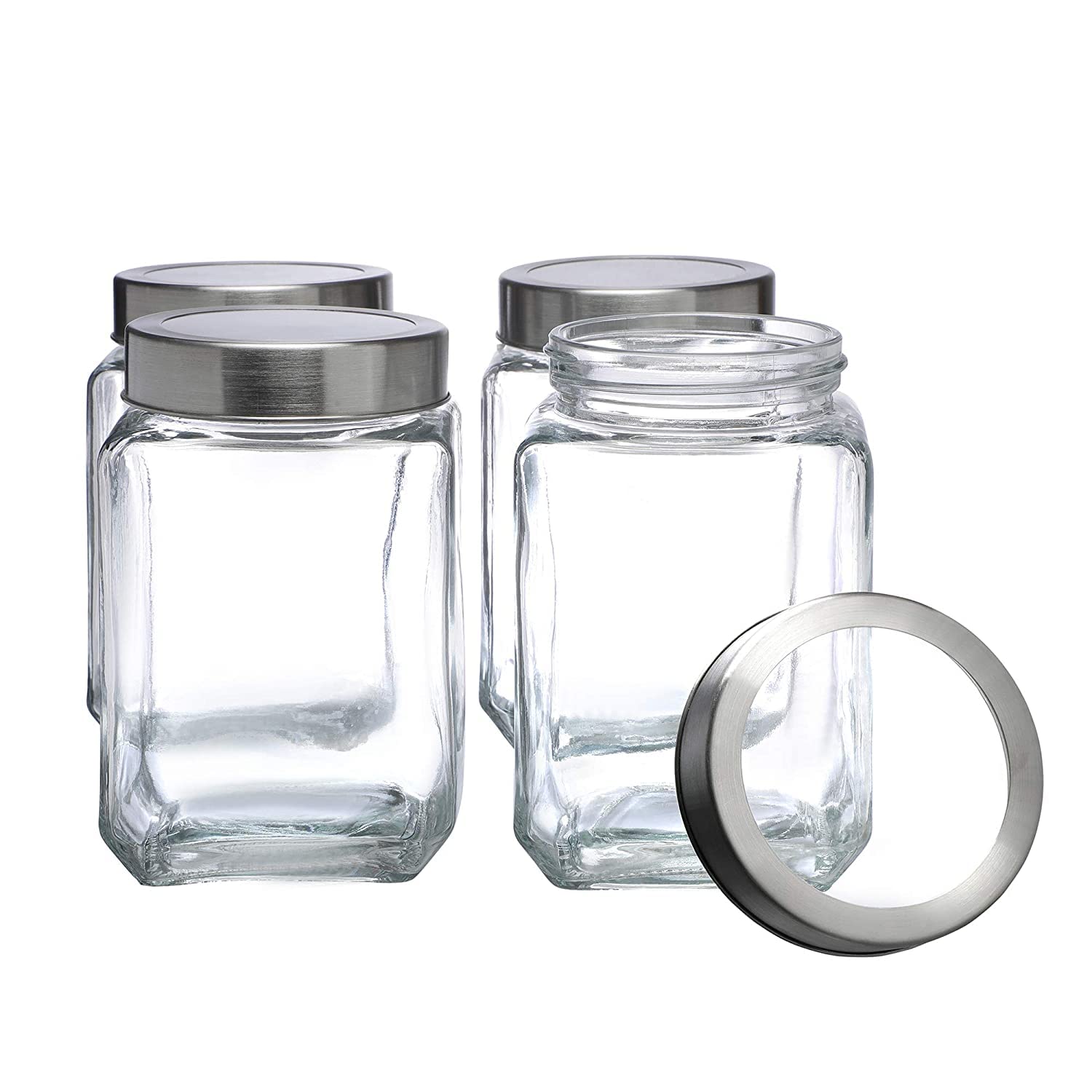 Cutting EDGE Glass Jar Transparent Barni for Kitchen, Aachar Pickle, Dal, Dry Fruits, Masala, Spices, Grocery, Grains Storage Container with Silver See-Through Cap