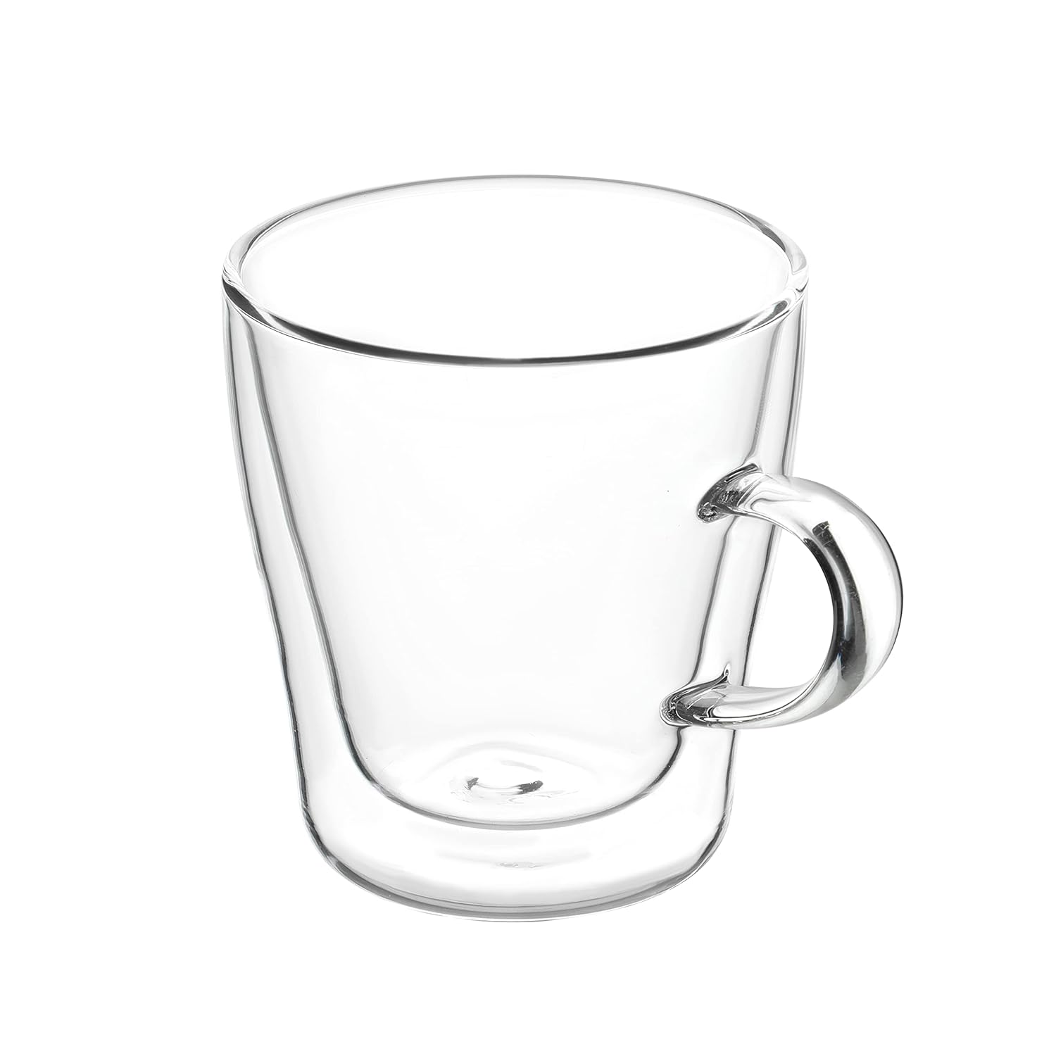 Cutting EDGE Iris Double Wall Heat Resistant Borosilicate Clear Tea Coffee Cup with Handle Glass Coffee Mug