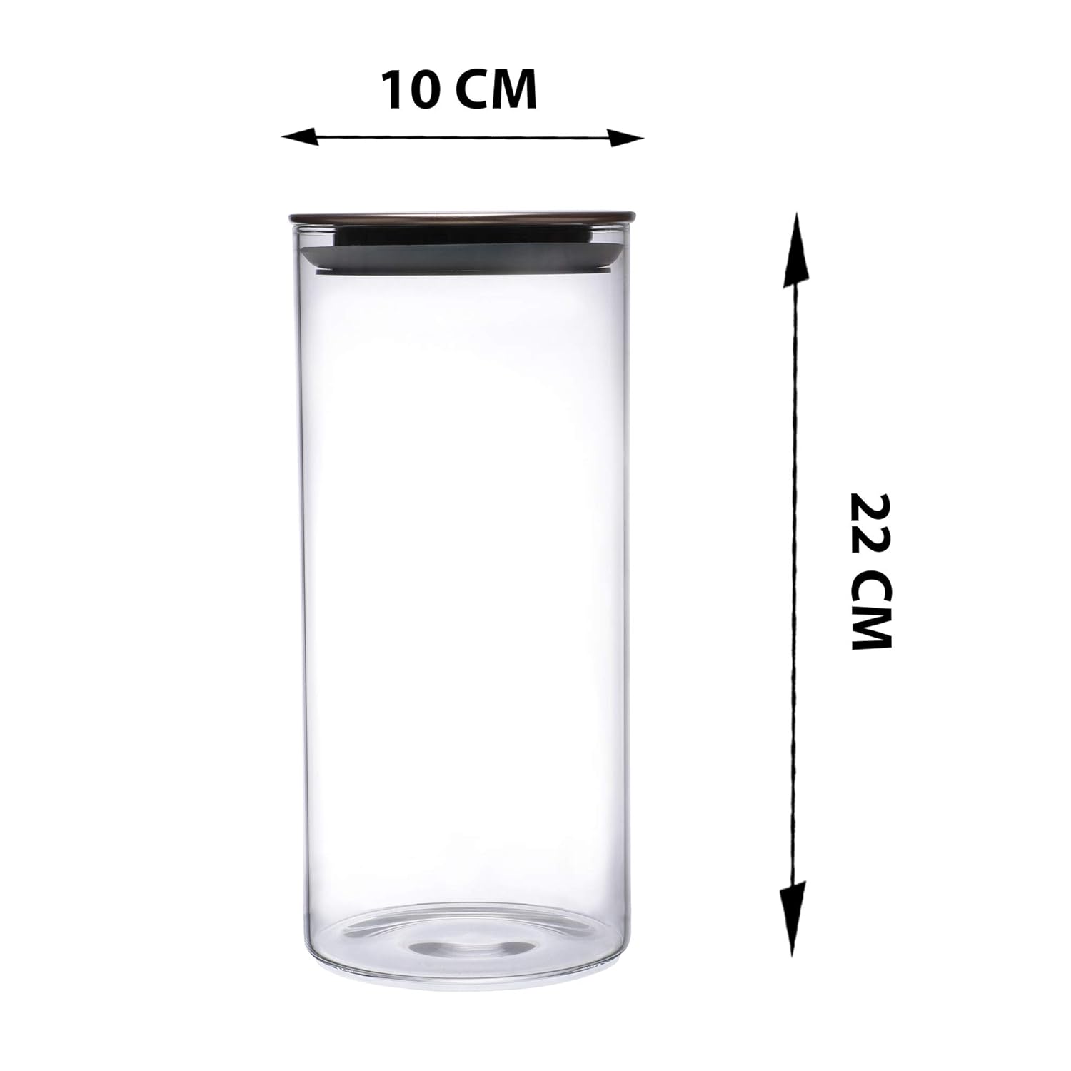 Cutting EDGE Borosilicate Round Glass Jar for Kitchen, Dry Fruits, Snacks, Storage with Metallic Lid with Silicone Sealant Ring Inside
