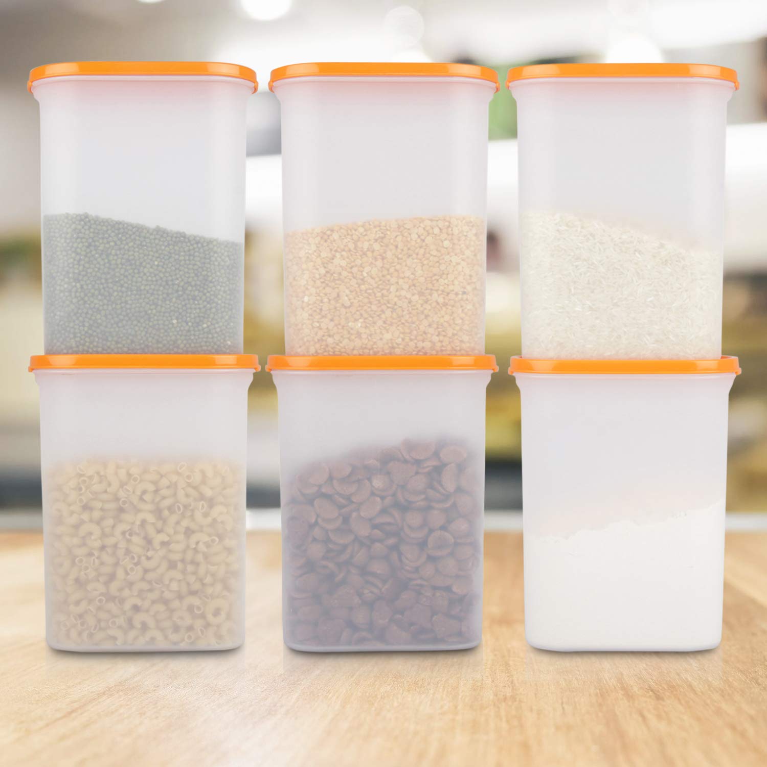 Cutting EDGE Anti Microbial Seal, Anti Bacterial Protection Storage Containers Set Oval, Modular Kitchen, for Flour, Cereals, Snacks, Stackable, BPA Free, Modular
