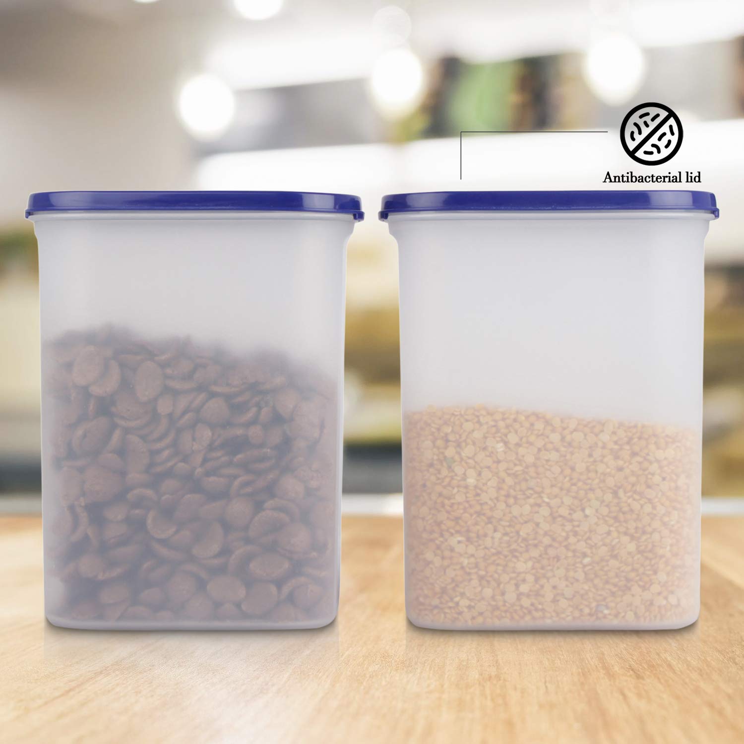 Cutting EDGE Anti Microbial Seal, Anti Bacterial Protection Storage Containers Set Oval, Modular Kitchen, for Flour, Cereals, Snacks, Stackable, BPA Free, Modular