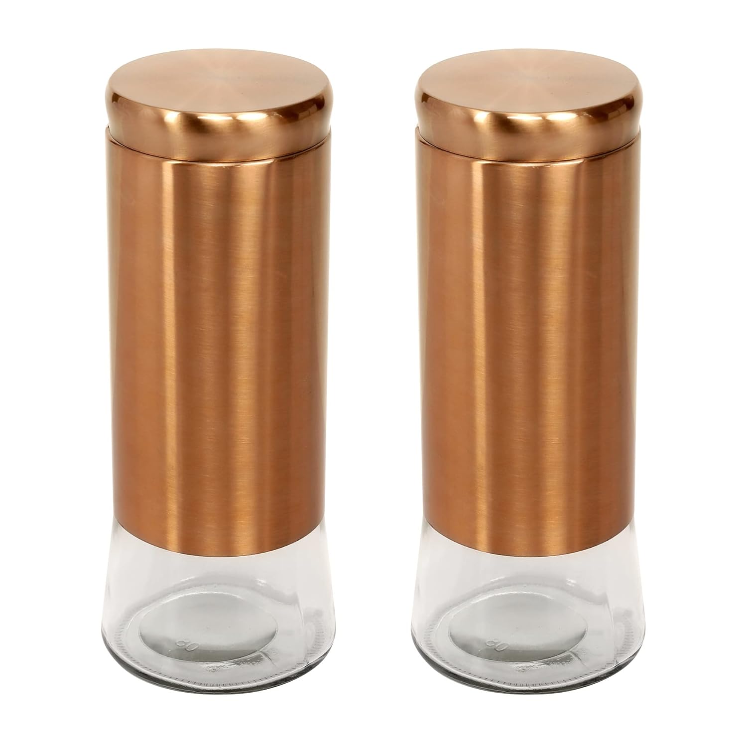 Cutting EDGE Rose Gold Finish Clear Glass Tapered Glass Jars for Sugar,Cereal, Spices, Pulses and other Kitchen Storage