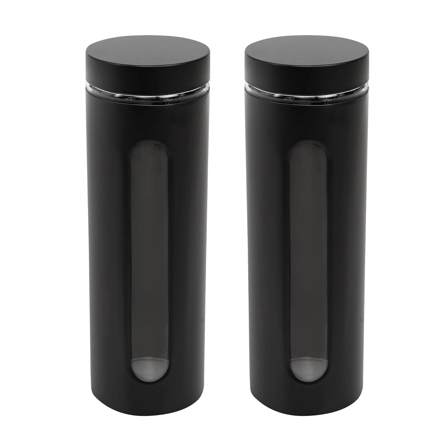 Cutting EDGE Oval Window - Powdered Black Finish Glass Jars for Dal,Dry Fruits,Spices and other Kitchen Storage