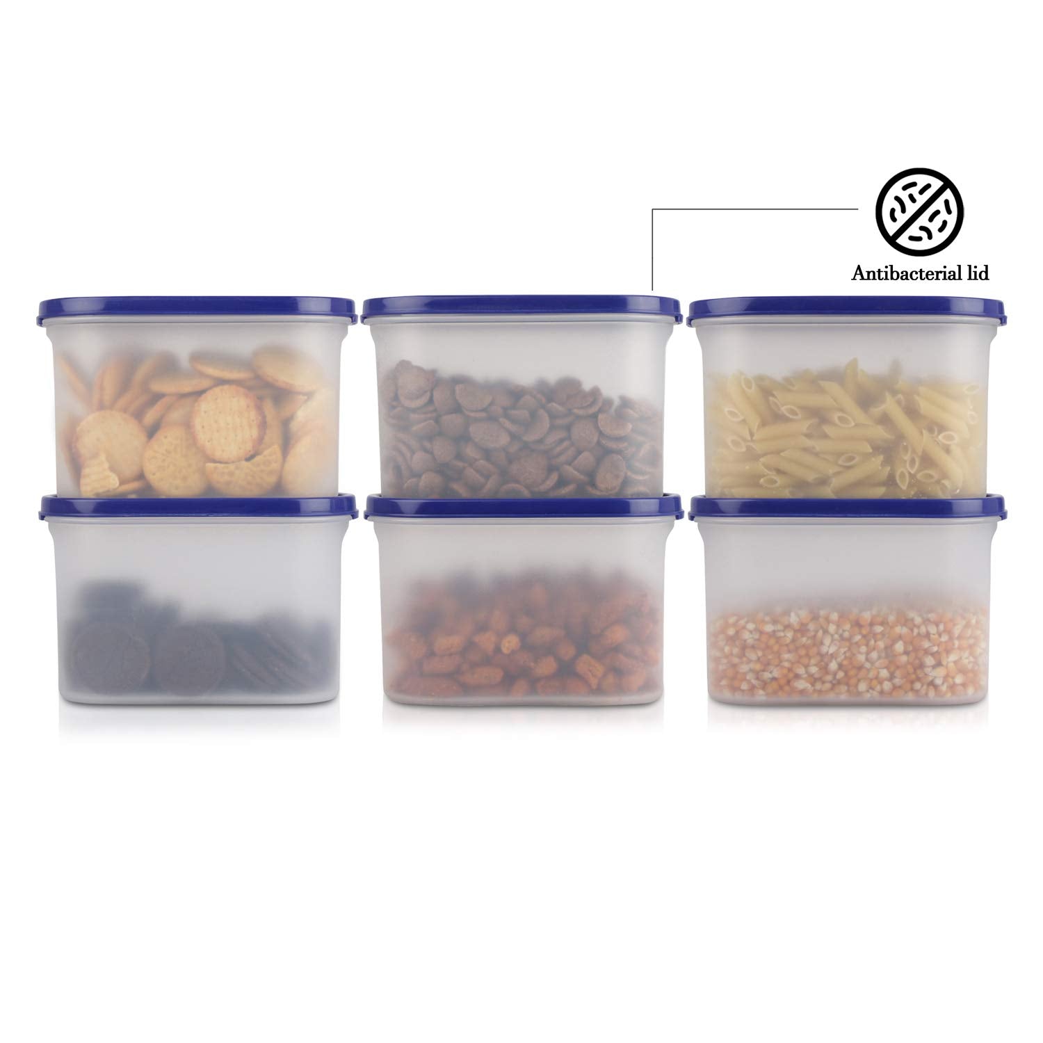 Cutting EDGE Anti Microbial Seal, Anti Bacterial Protection Storage Containers Set Oval, Modular Kitchen, for Flour, Cereals, Snacks, Stackable, BPA Free, Modular