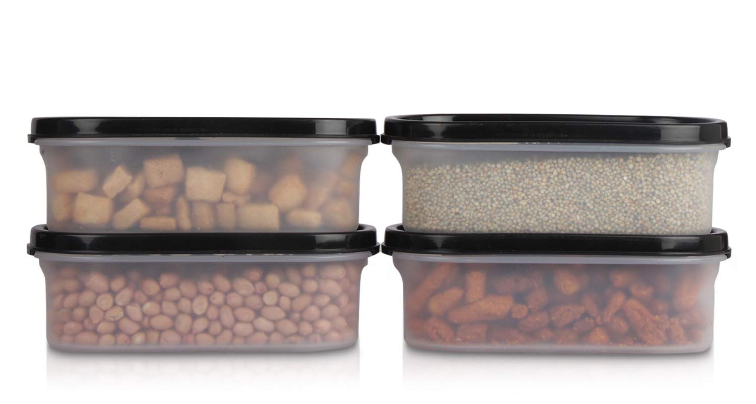 Cutting EDGE Anti Microbial Seal, Anti Bacterial Protection Storage Containers Set Oval, Modular Kitchen, for Flour, Cereals, Snacks, Stackable, BPA Free, Modular
