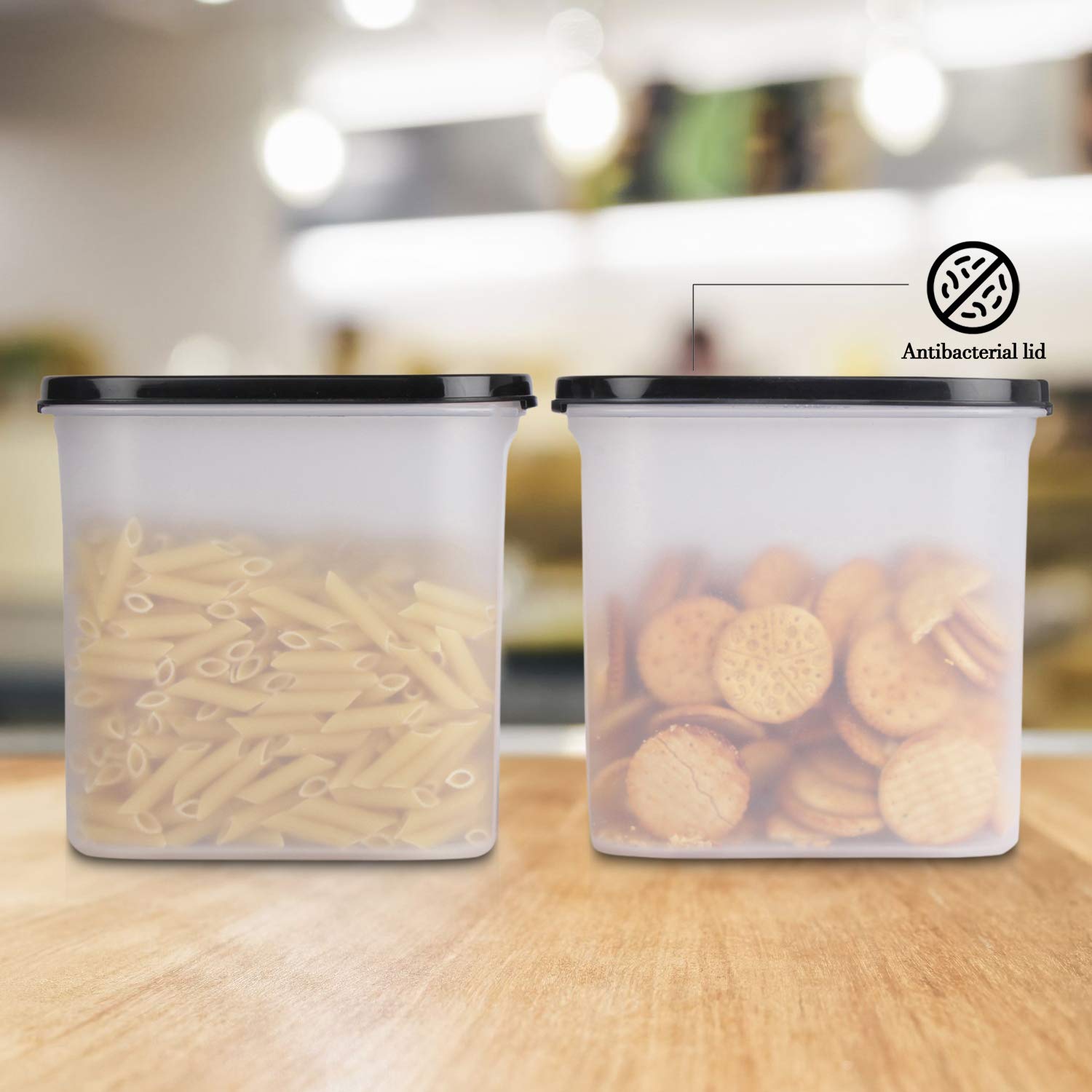 Cutting EDGE Anti Microbial Seal, Anti Bacterial Protection Storage Containers Set Oval, Modular Kitchen, for Flour, Cereals, Snacks, Stackable, BPA Free, Modular