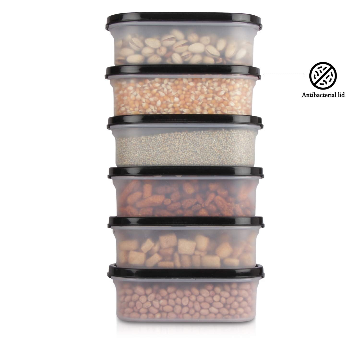 Cutting EDGE Anti Microbial Seal, Anti Bacterial Protection Storage Containers Set Oval, Modular Kitchen, for Flour, Cereals, Snacks, Stackable, BPA Free, Modular