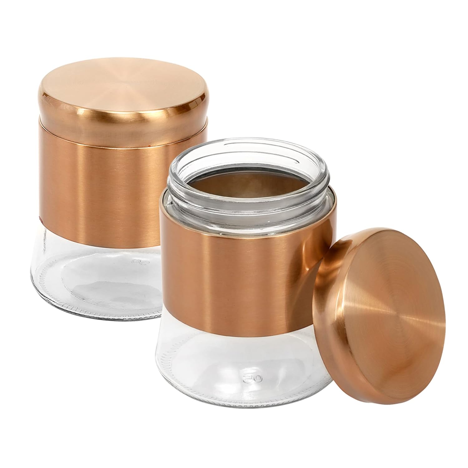 Cutting EDGE Rose Gold Finish - Bell Bottom Glass Jars for Sugar, Cereal,  Spices, Pulses and other Kitchen Storage