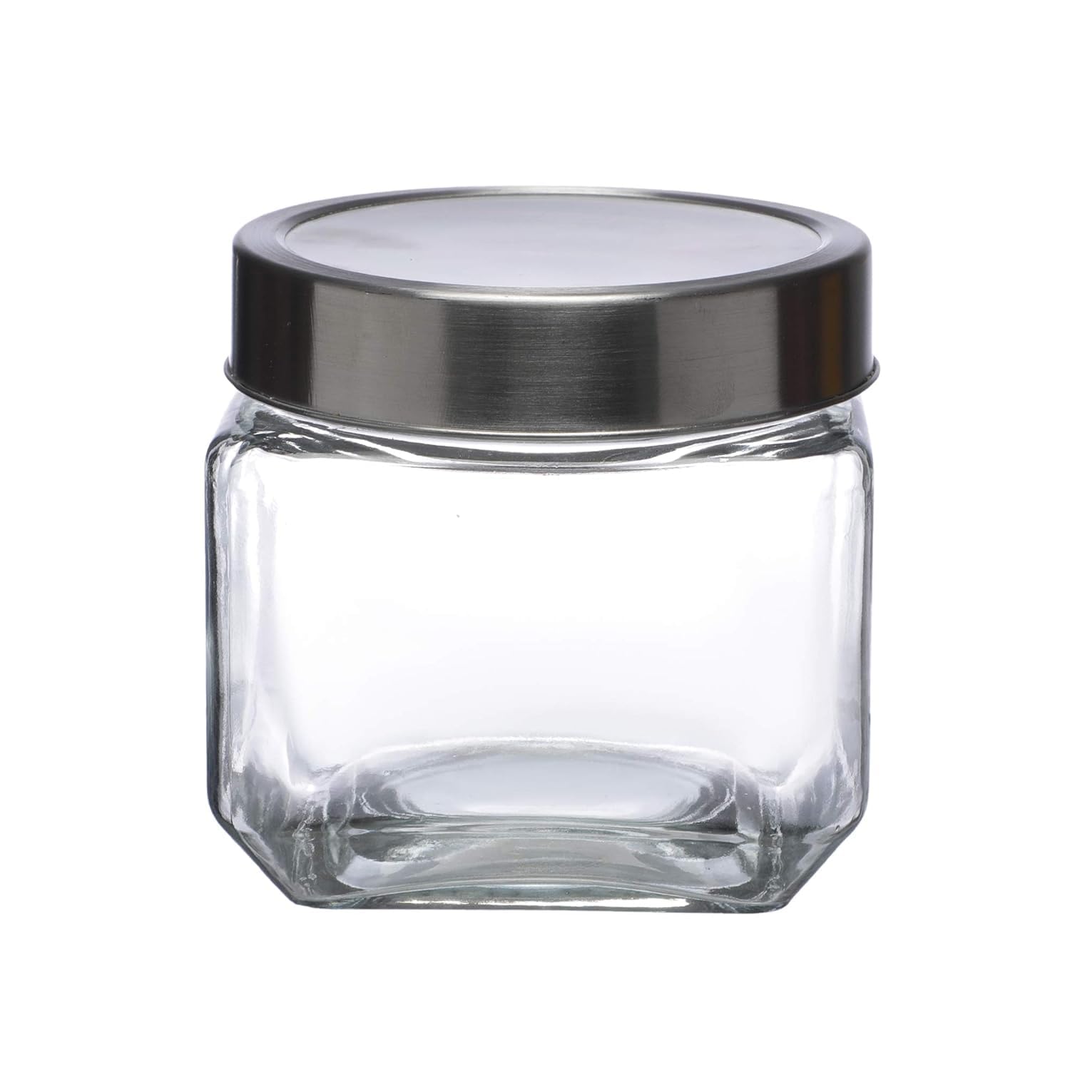 Cutting EDGE Glass Jar Transparent Barni for Kitchen, Aachar Pickle, Dal, Dry Fruits, Masala, Spices, Grocery, Grains Storage Container with Silver See-Through Cap