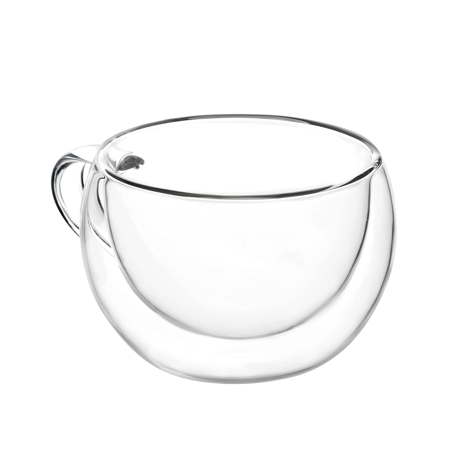 Cutting EDGE Iris Double Wall Heat Resistant Borosilicate Clear Tea Coffee Cup with Handle Glass Coffee Mug