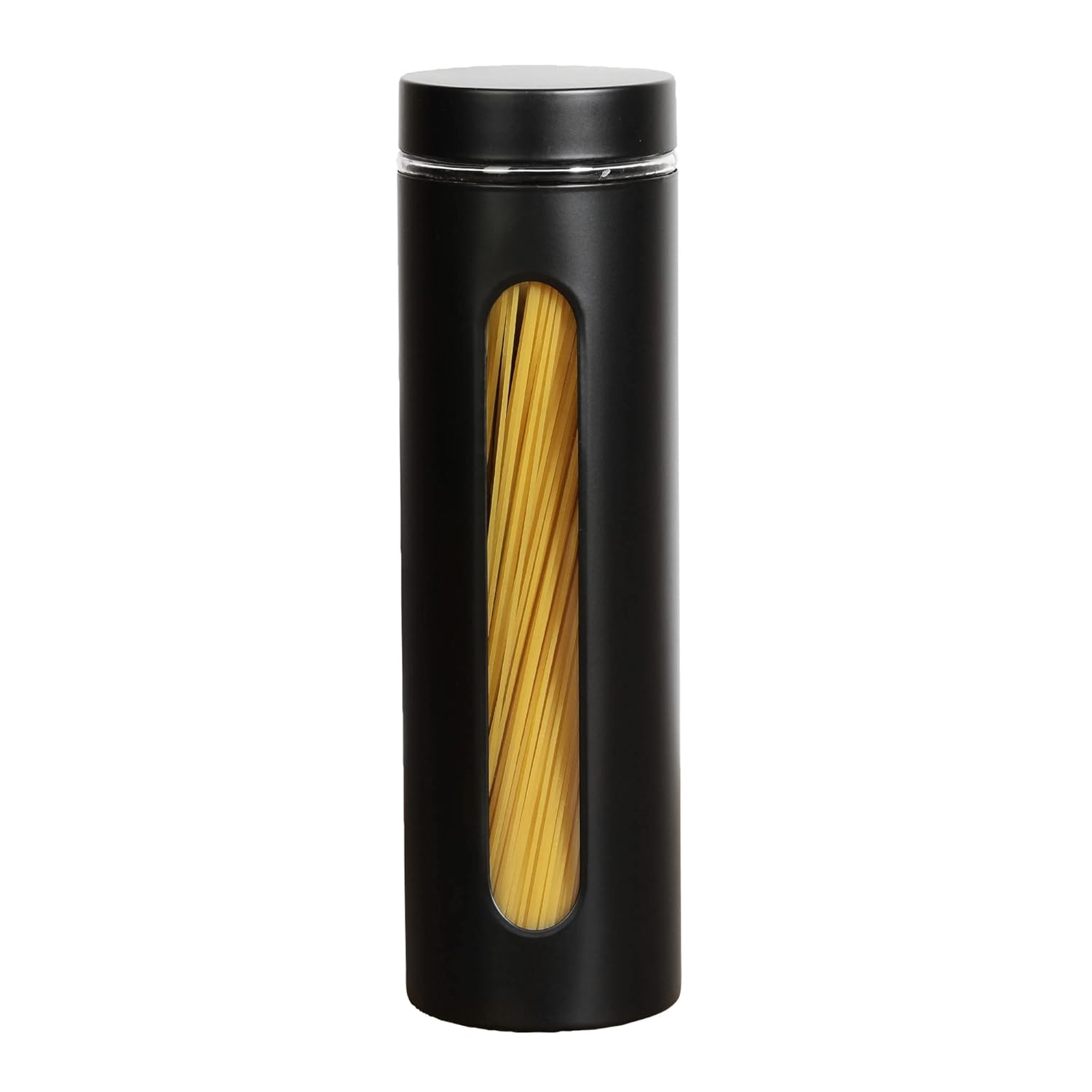 Cutting EDGE Oval Window - Powdered Black Finish Glass Jars for Dal,Dry Fruits,Spices and other Kitchen Storage
