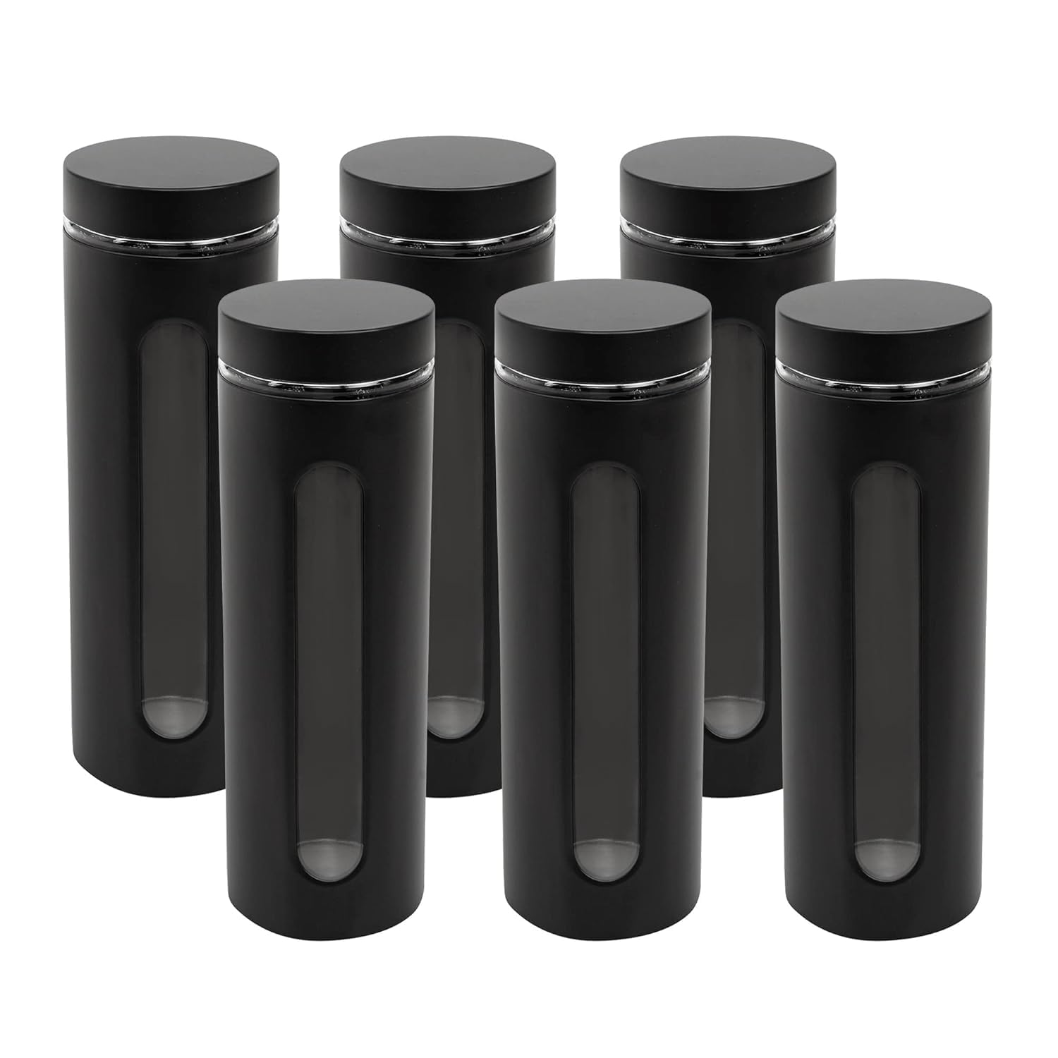 Cutting EDGE Oval Window - Powdered Black Finish Glass Jars for Dal,Dry Fruits,Spices and other Kitchen Storage