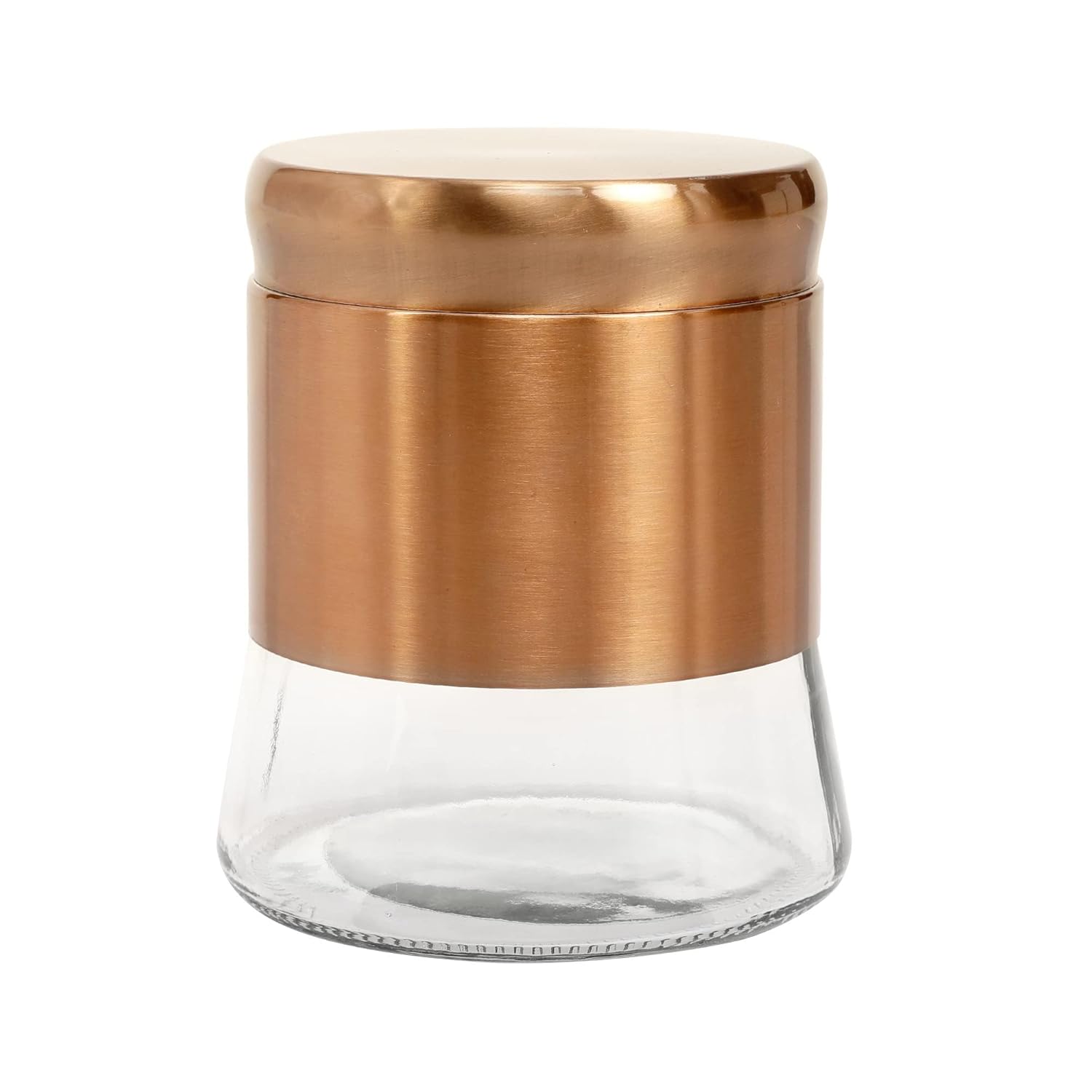 Cutting EDGE Rose Gold Finish - Bell Bottom Glass Jars for Sugar, Cereal,  Spices, Pulses and other Kitchen Storage