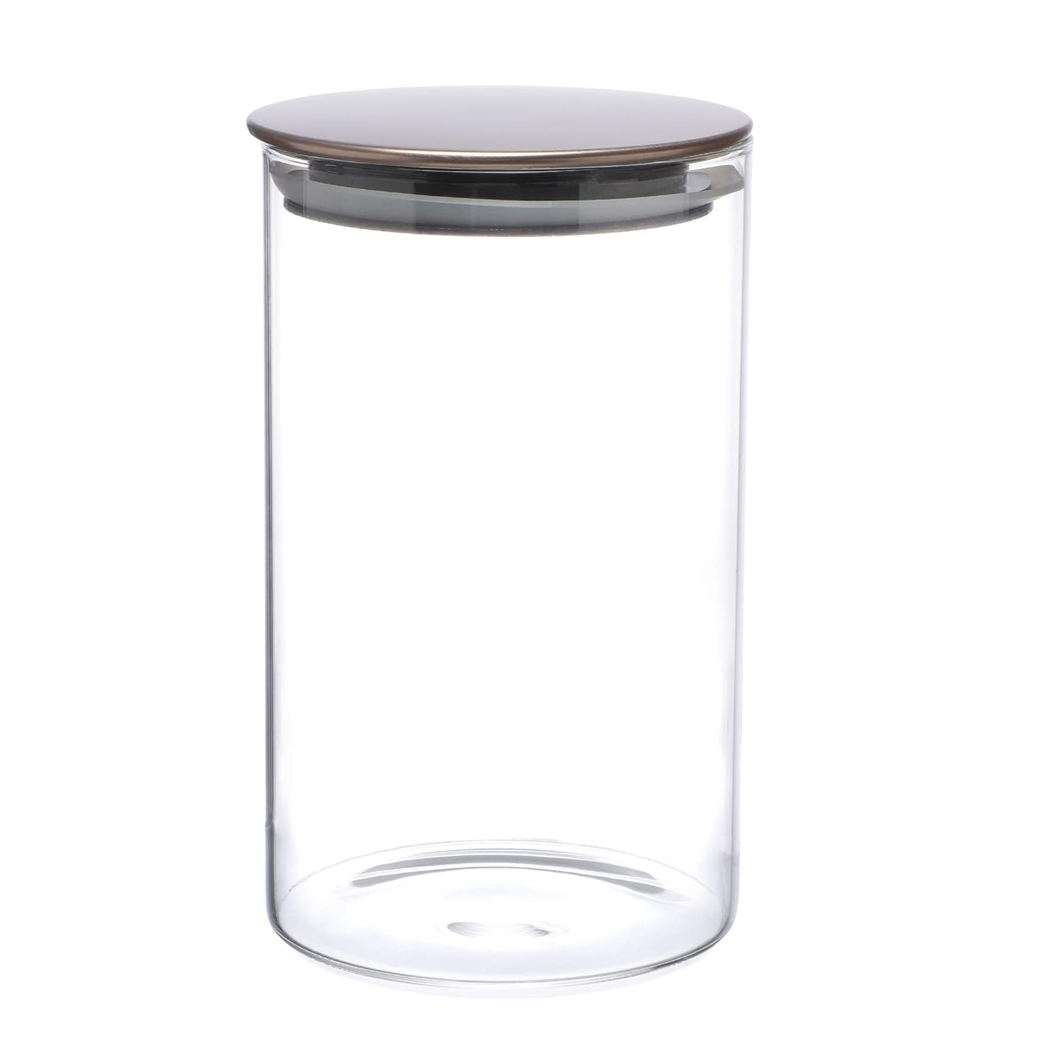 Cutting EDGE Borosilicate Round Glass Jar for Kitchen, Dry Fruits, Snacks, Storage with Metallic Lid with Silicone Sealant Ring Inside