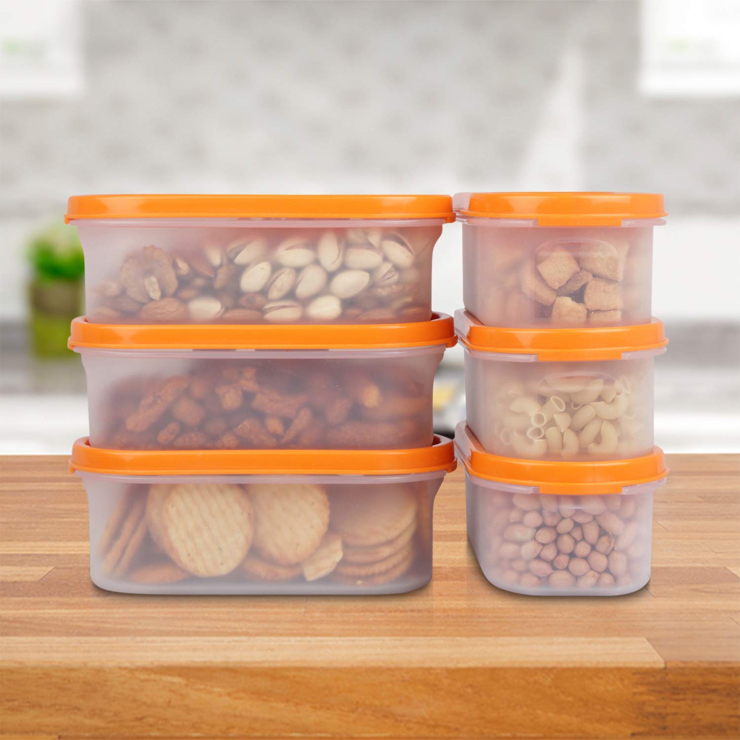 Cutting EDGE Anti Microbial Seal, Anti Bacterial Protection Storage Containers Set Oval, Modular Kitchen, for Flour, Cereals, Snacks, Stackable, BPA Free, Modular