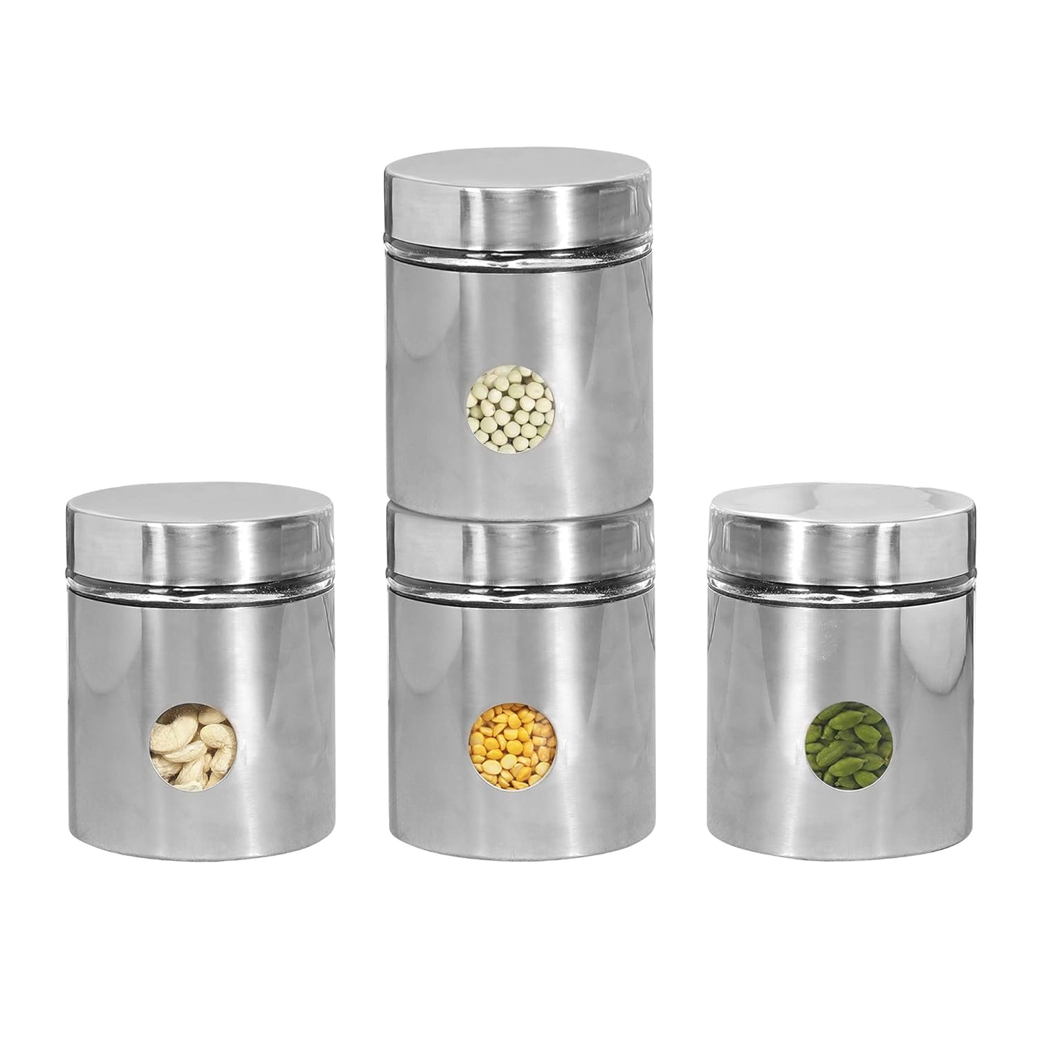 Cutting EDGE Drip Window - Steel Jacketed Glass Jars for Dal, Dry, Spices, Fruits, Kitchen Storage Container