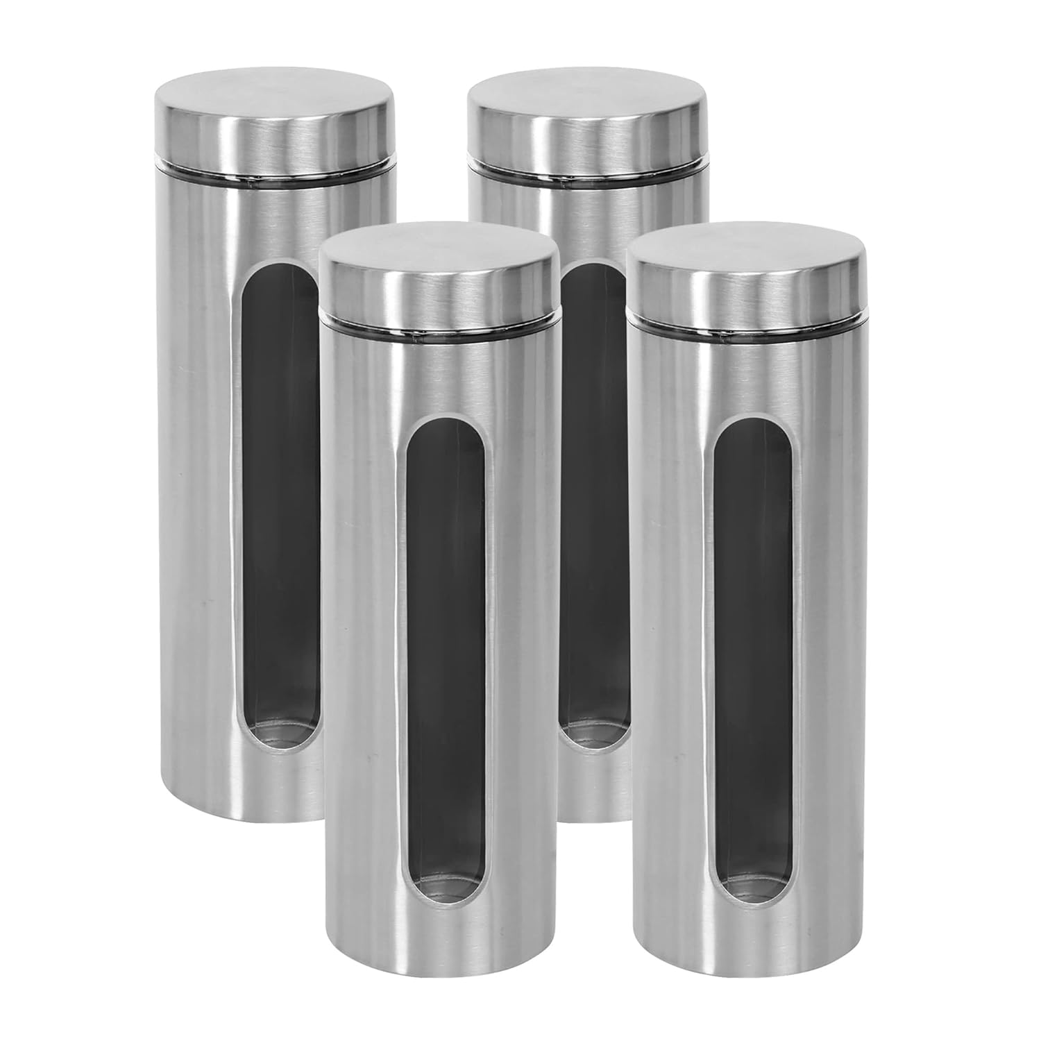 Cutting EDGE Oval Glass Window - Steel Jacketed Glass Jars for Dal, Dry Fruits, Spices and other Kitchen Storage