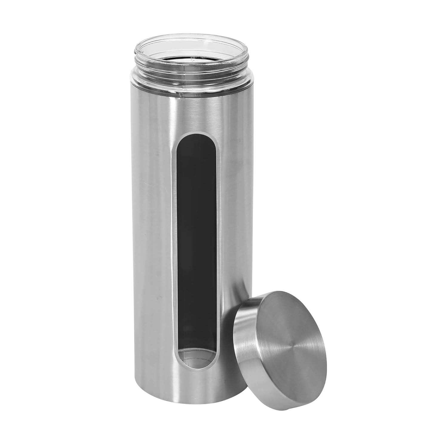Cutting EDGE Oval Glass Window - Steel Jacketed Glass Jars for Dal, Dry Fruits, Spices and other Kitchen Storage